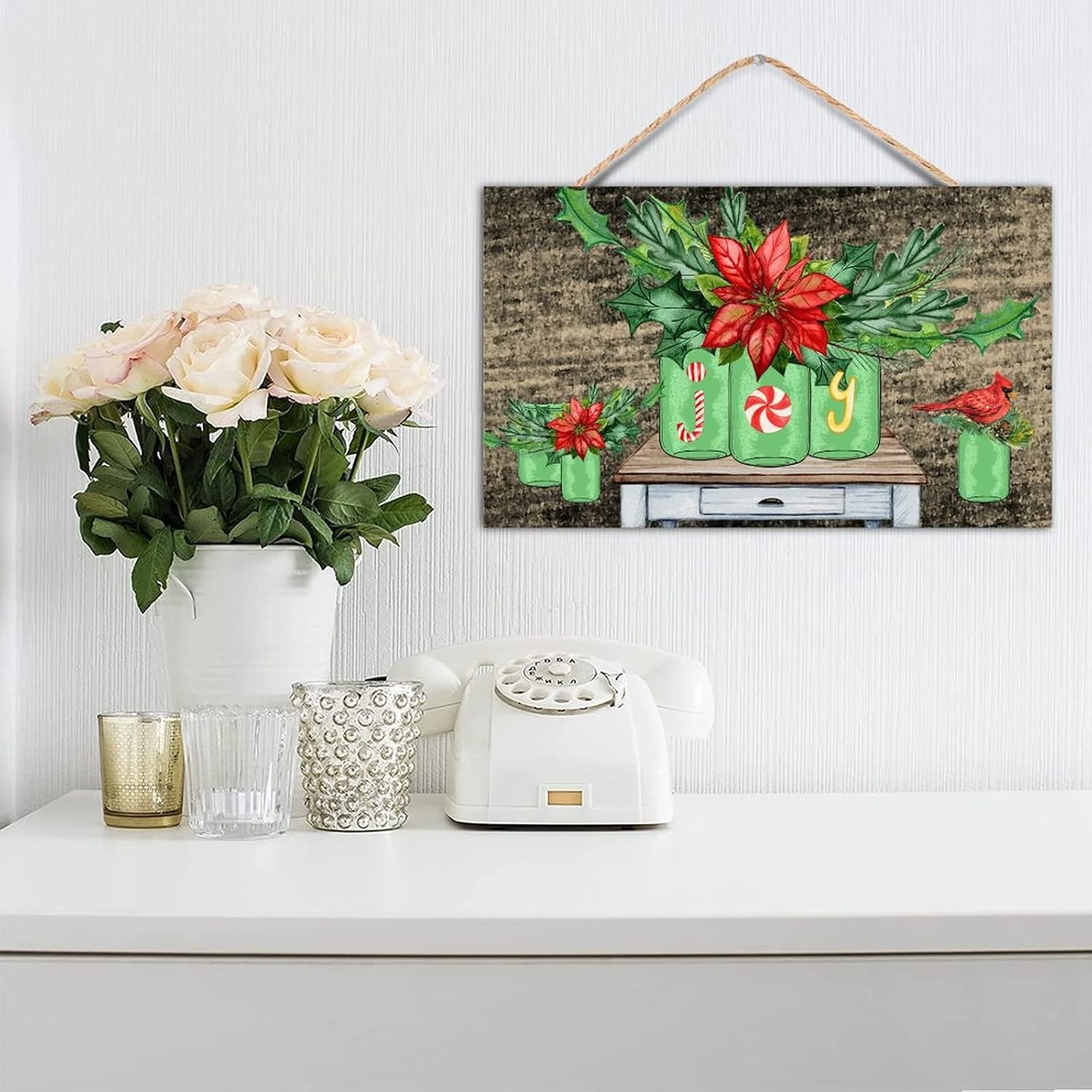 TEANFUN Christmas Wall Hanging Sign 12x20 Inch 1