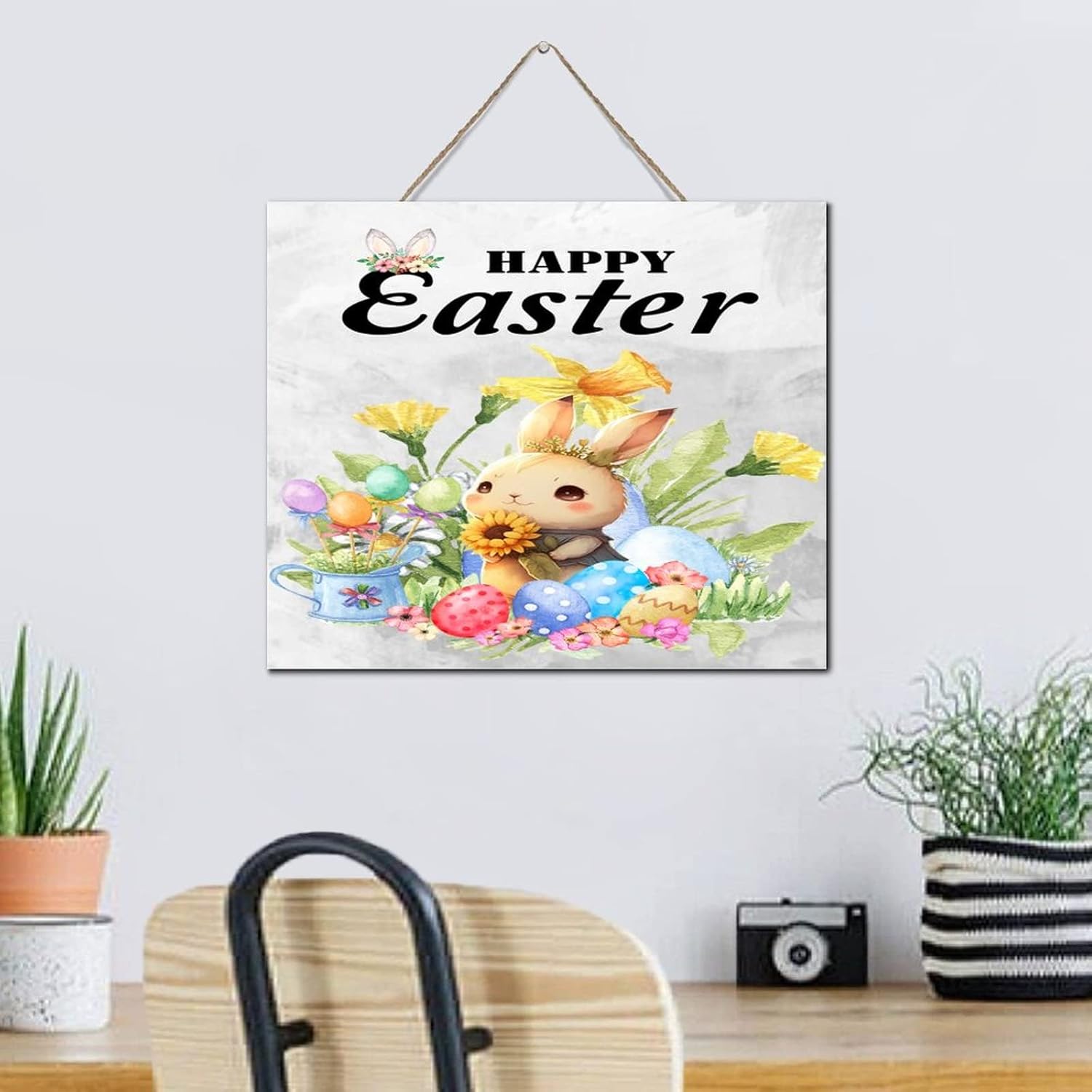 Autravelco Happy Easter Bunny Rabbit Wall Decor 10x12 Inch
