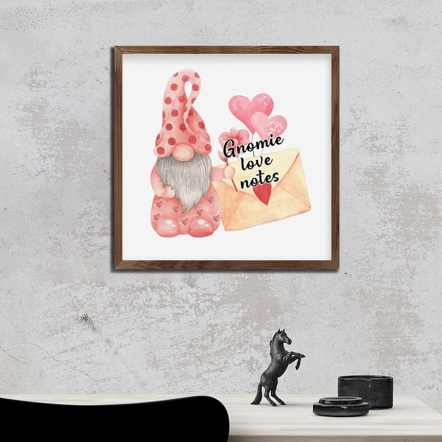 Valentines Day Gnomie Love Notes Framed Wooden Sign