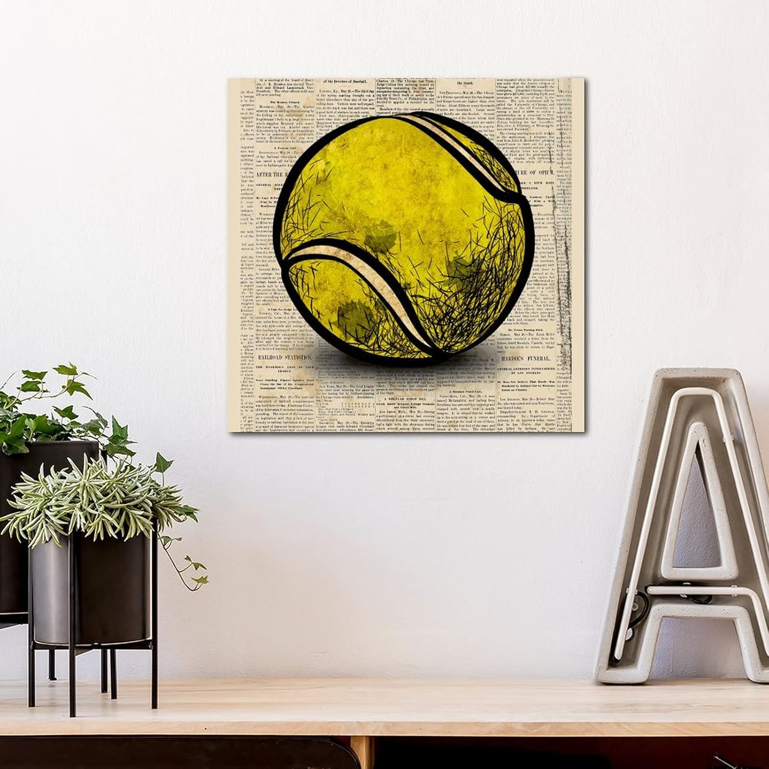Farmhouse Wooden Sign with Tennis Balls Wall Decor