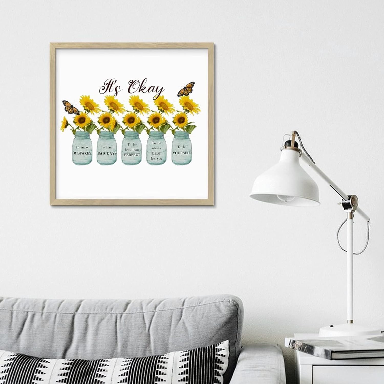 Sunflower in Vase Wood Sign Retro Wall Decor 12x12in