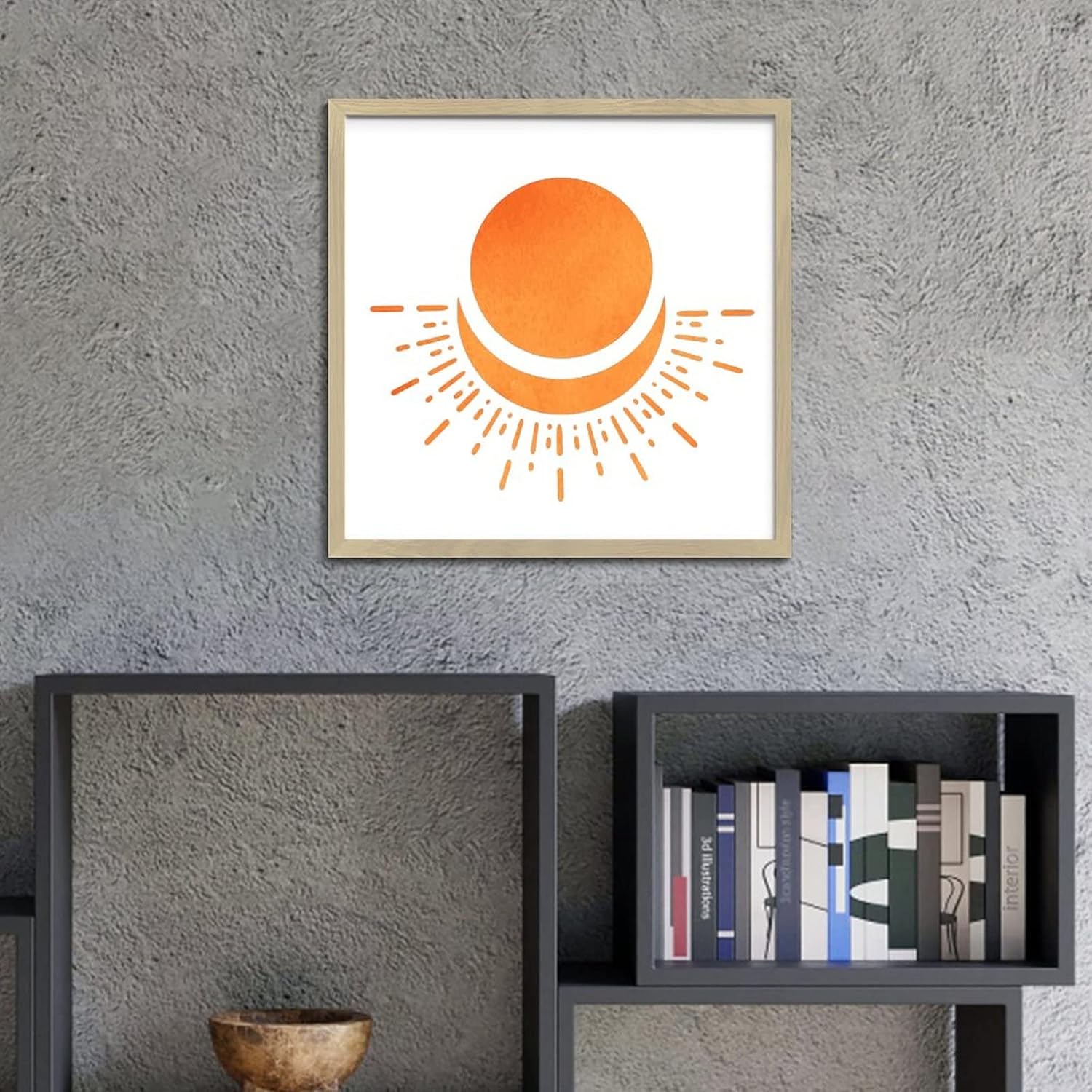 Geometry Orange Rustic Wall Hanging Plaque Modern Farmhouse Decor 12x12in