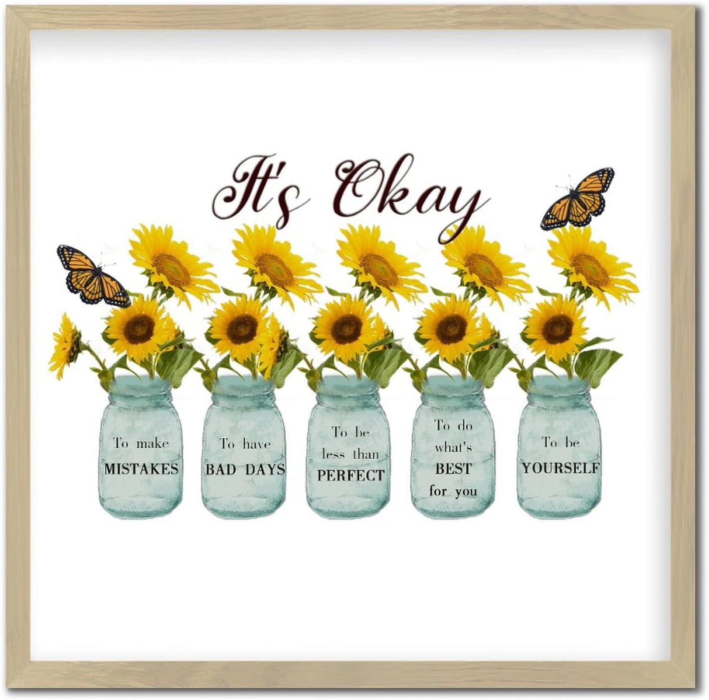 Sunflower in Vase Wood Sign Retro Wall Decor 12x12in