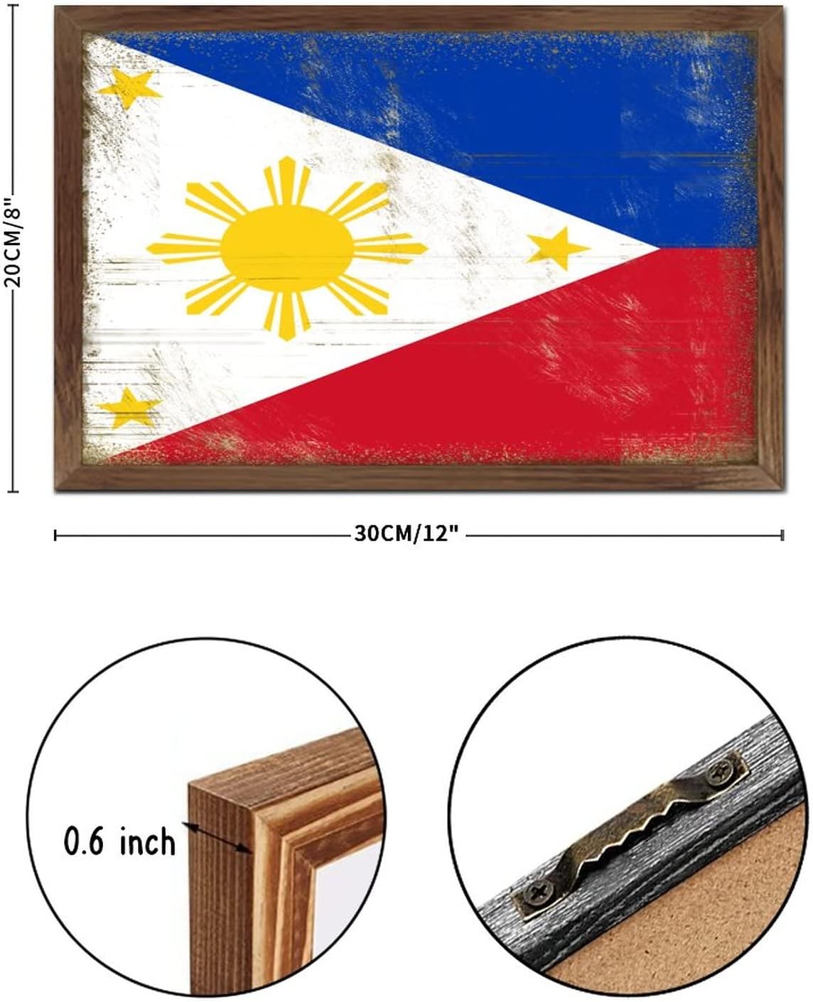 Philippines Flag Farmhouse Wood Sign 8x12 1