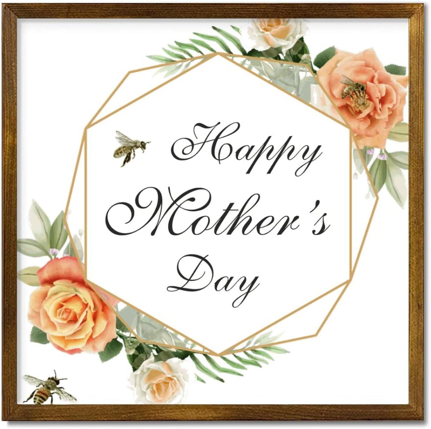 Mothers Day Wood Frame Sign with Floral Wreath 1