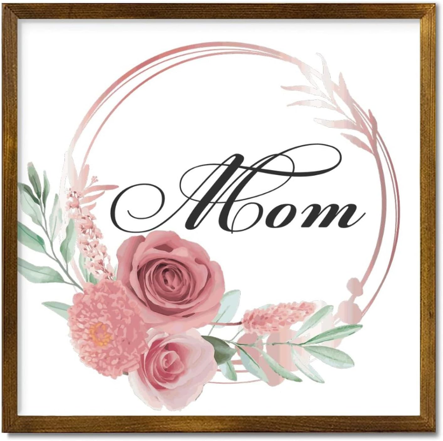 Mothers Day Wood Frame Sign with Floral Wreath