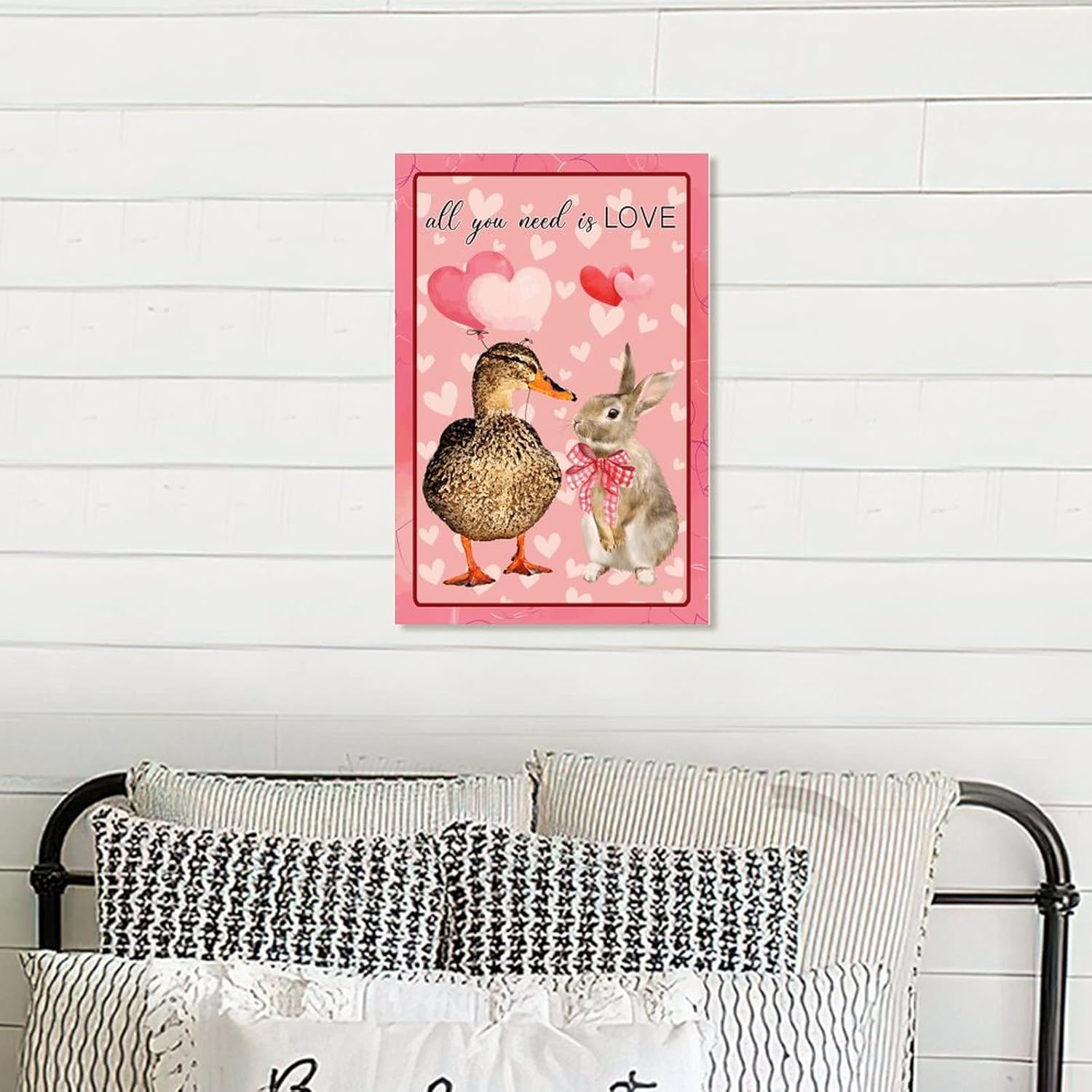 All You Need is Love Wood Plaque Duck Rabbit Valentine Wall Art