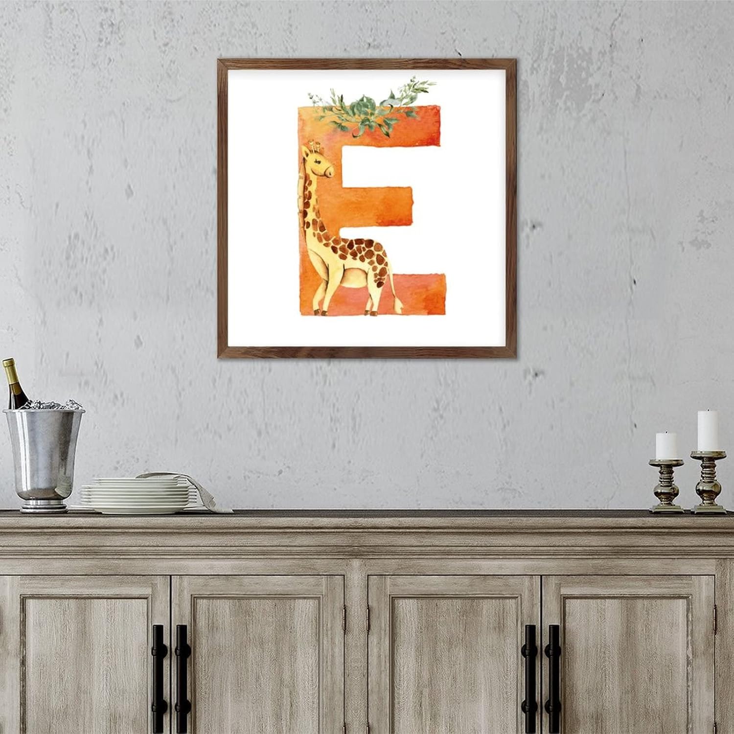 Custom Animal Letter E Giraffe Wall Decor Sign