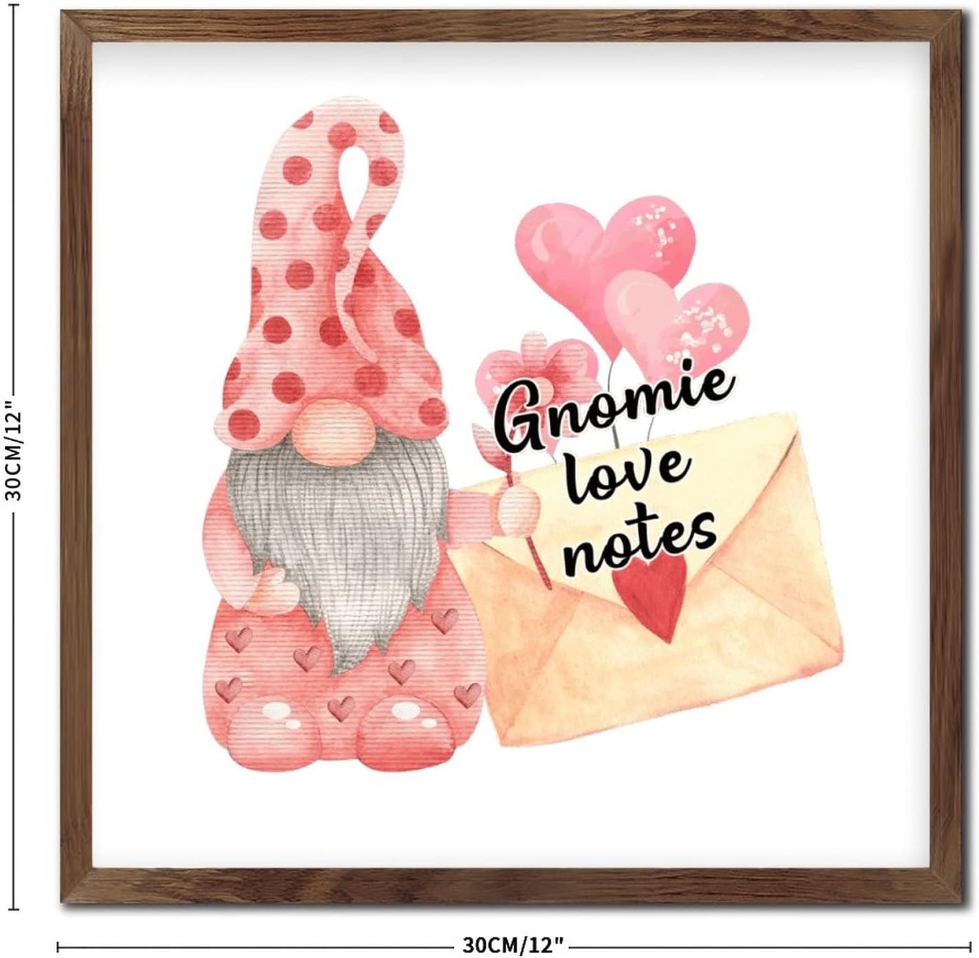 Valentines Day Gnomie Love Notes Framed Wooden Sign