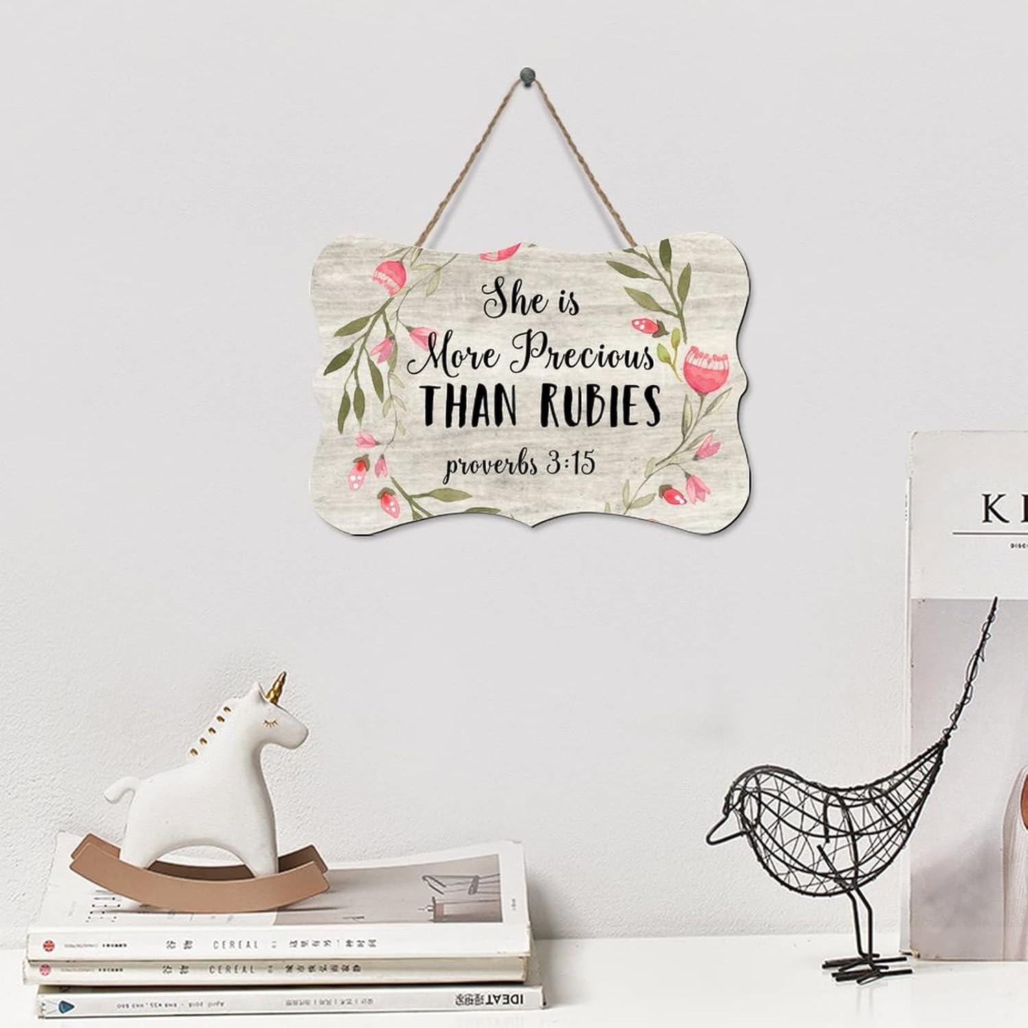 Rustic Hanging Wood Sign She Is More Precious Than Rubies 4x6
