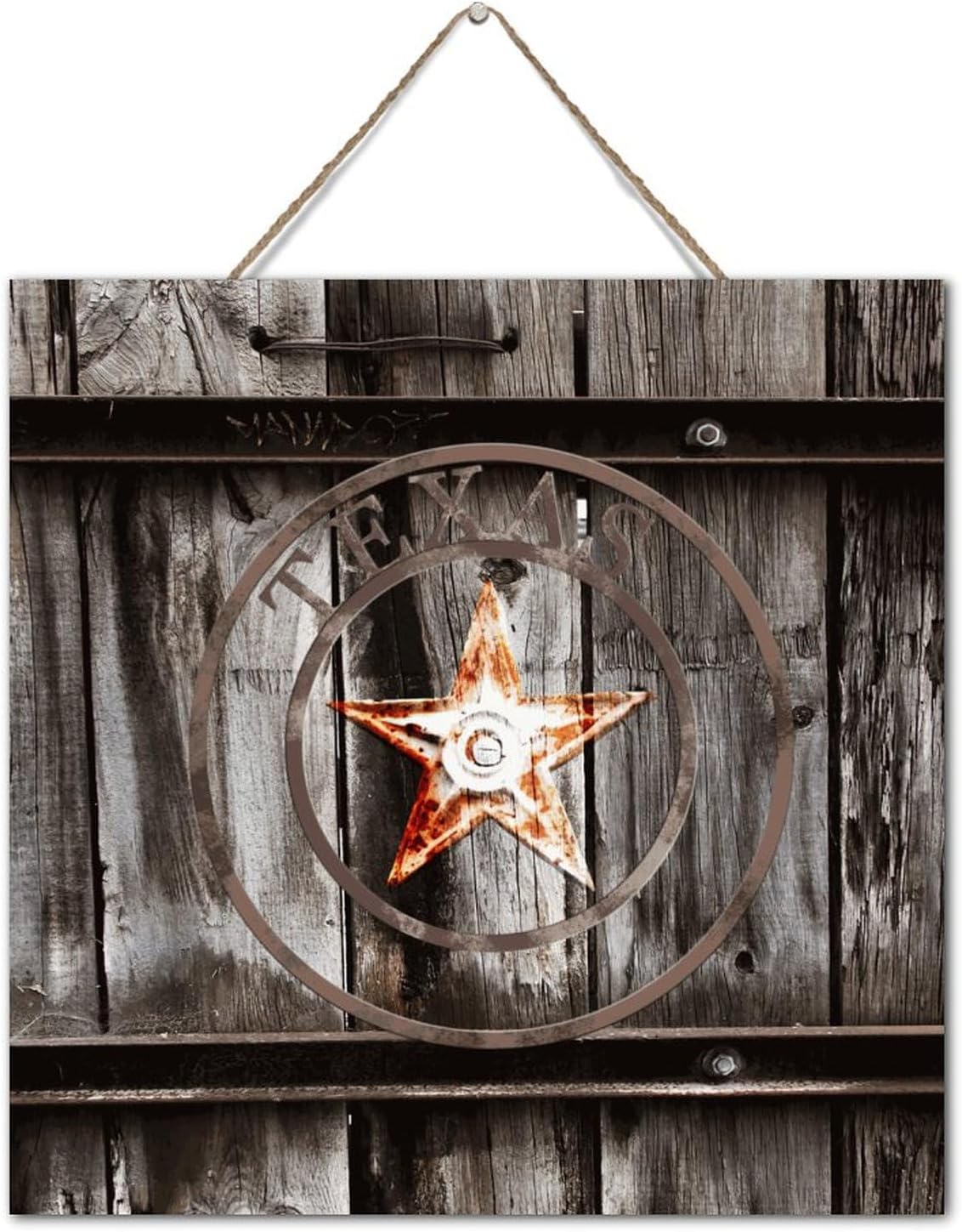 Autravelco Texas Lone Star Wood Map Wall Art Sign 12x12 Inch
