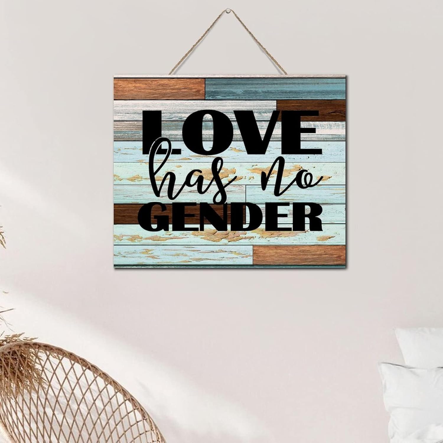 Love Has No Gender Wall Art 10x12 Inch Wood Plaque