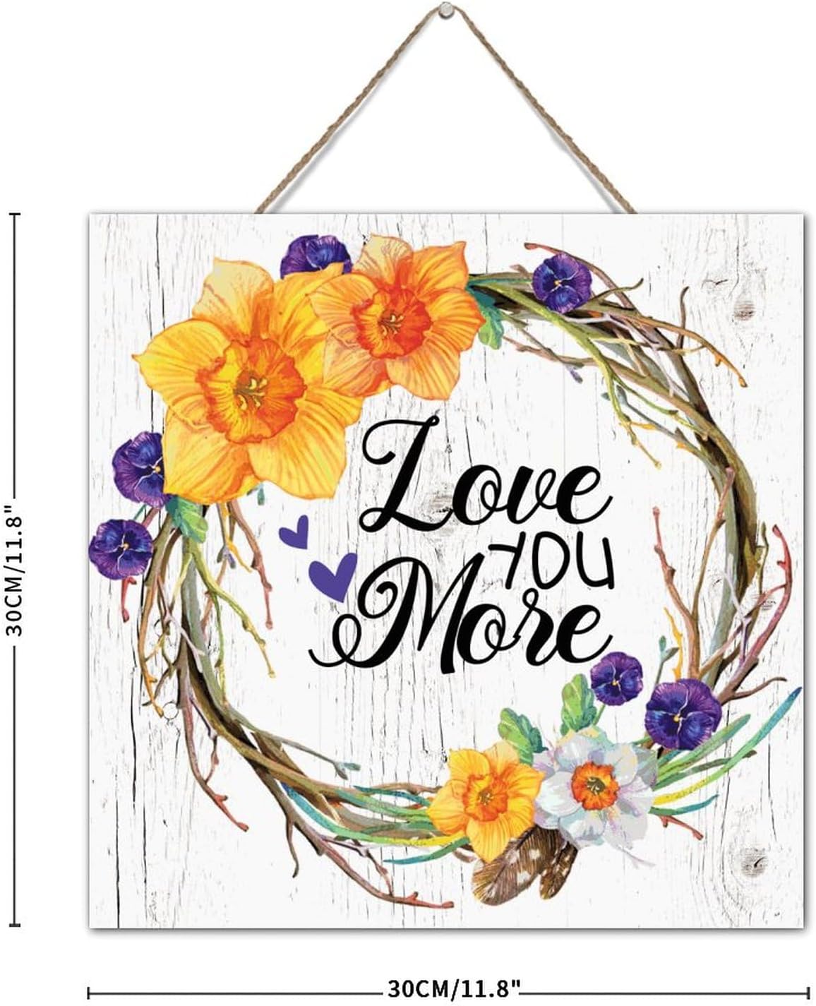 Personalized Rustic Wooden Wall Sign Love You More 12x12 Inch