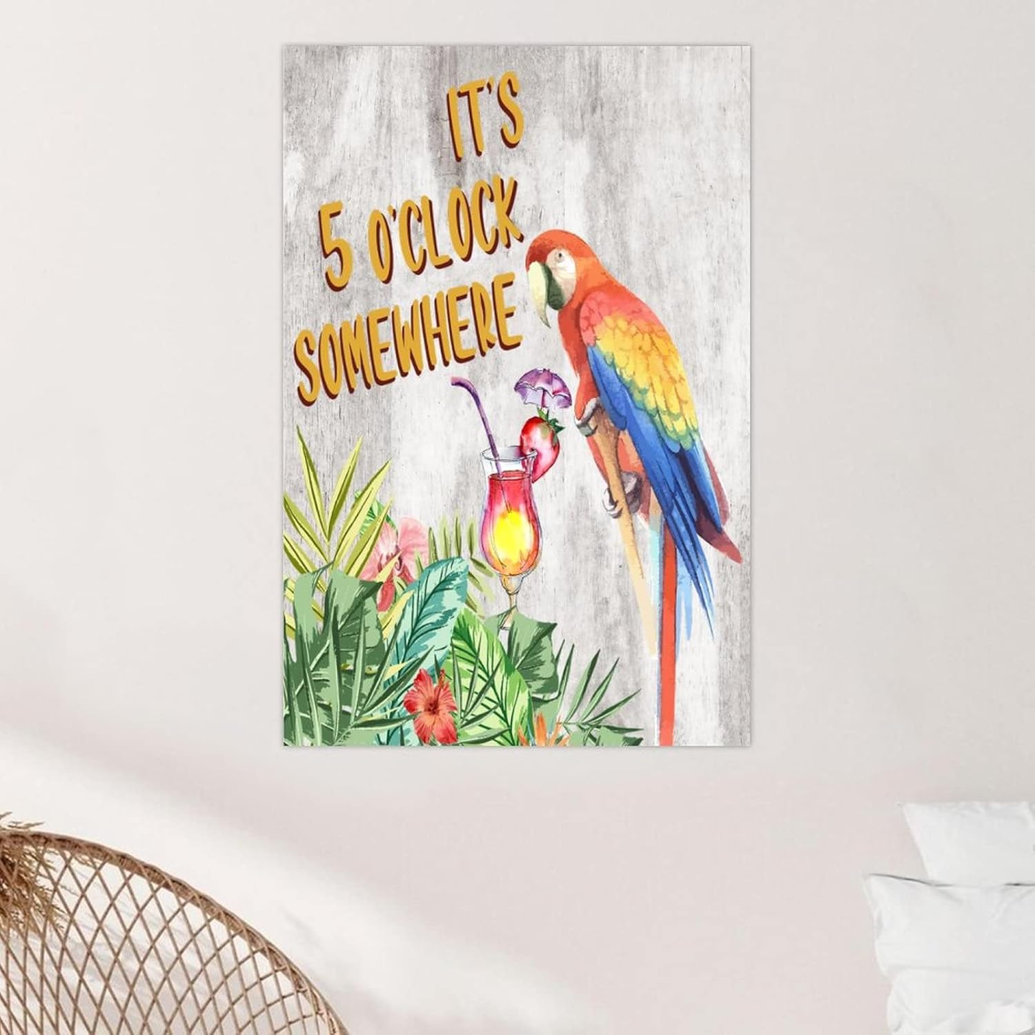 Its Five Oclock Somewhere Wall Decor Wood Plank Sign