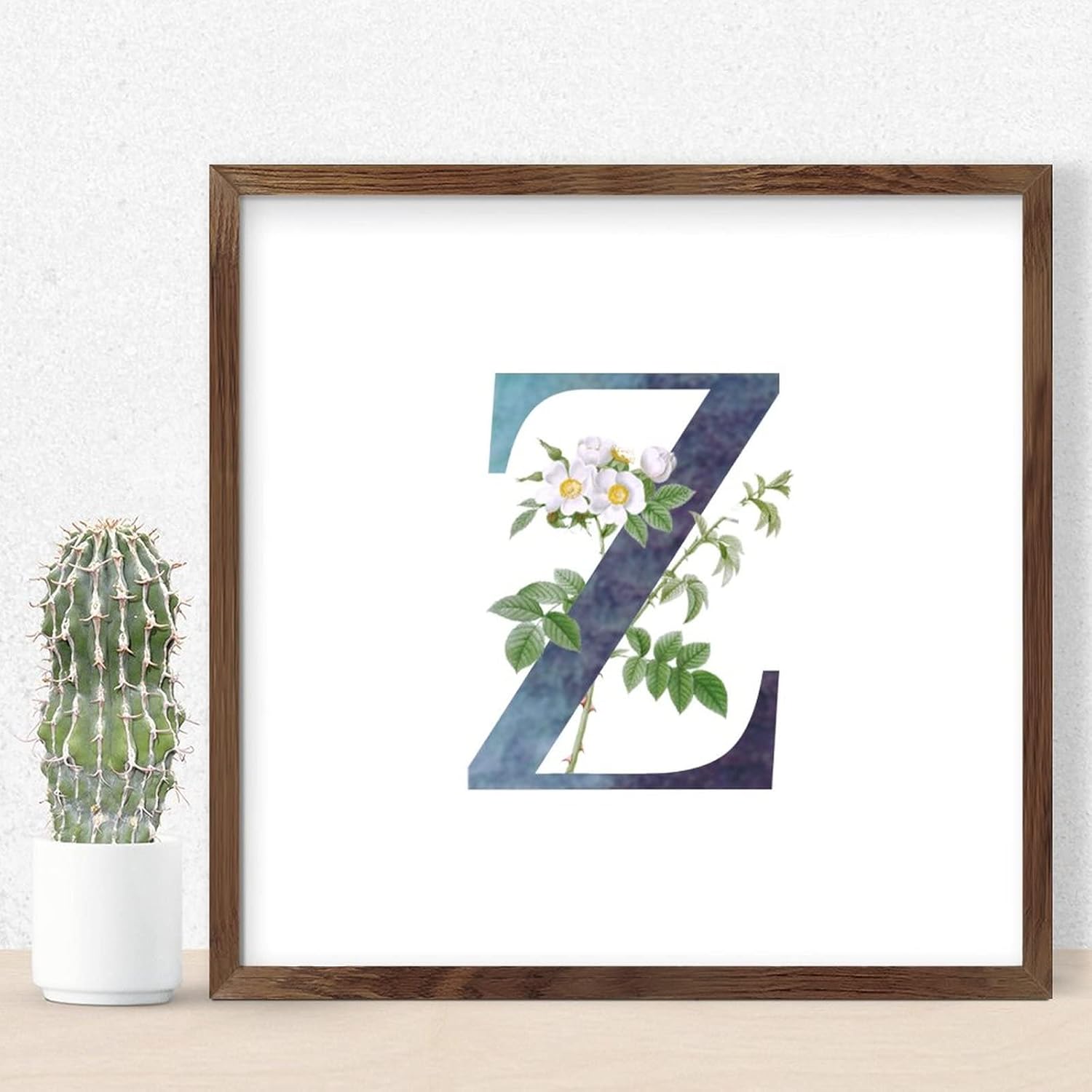 Rustic Wooden Wall Table Sign Initial Z Blue Green Monogram