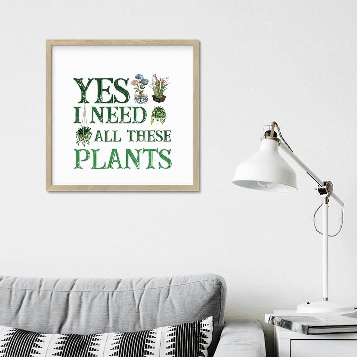 Funny Plant Lover Wall Art Sign 12x12in Wood Frame