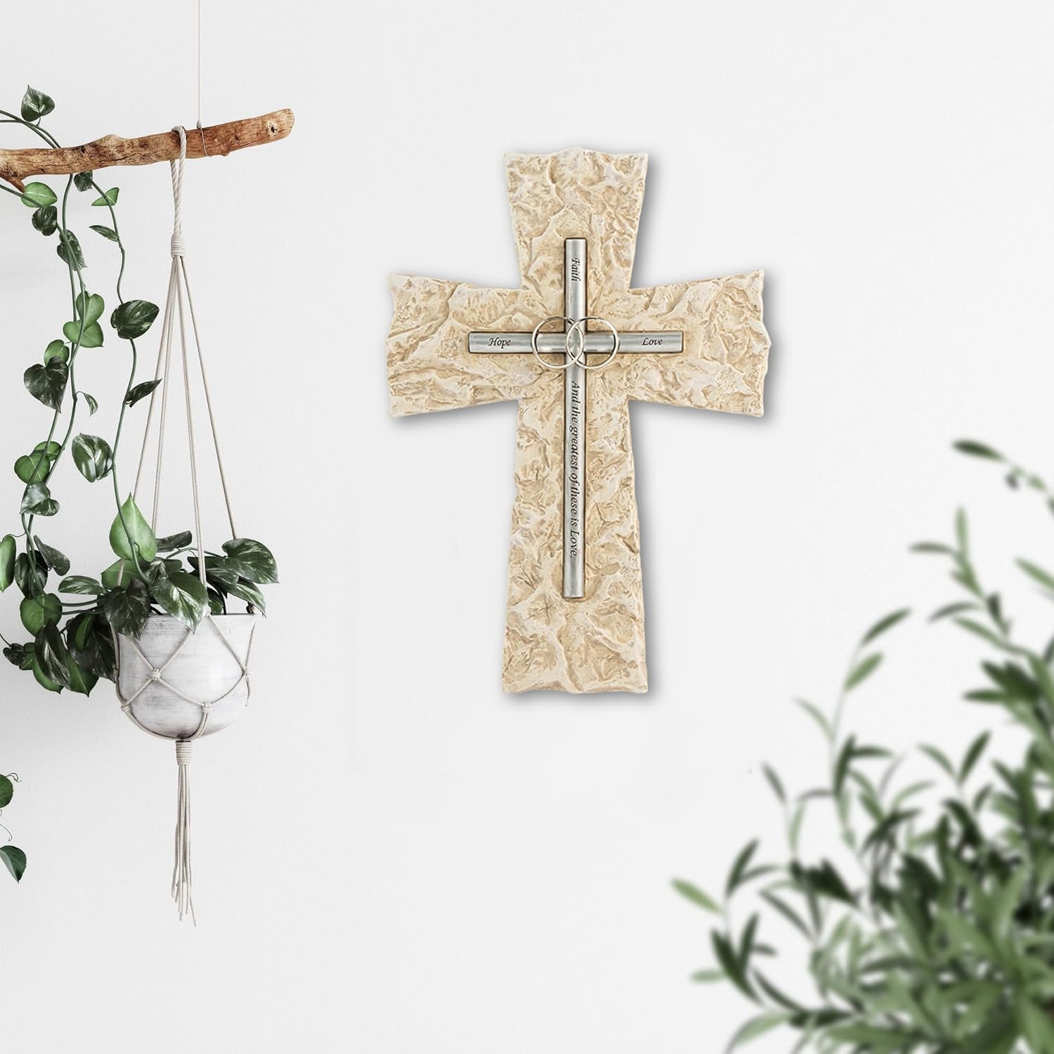 Grace4Joy 10 Inch Wedding Wall Cross Silver