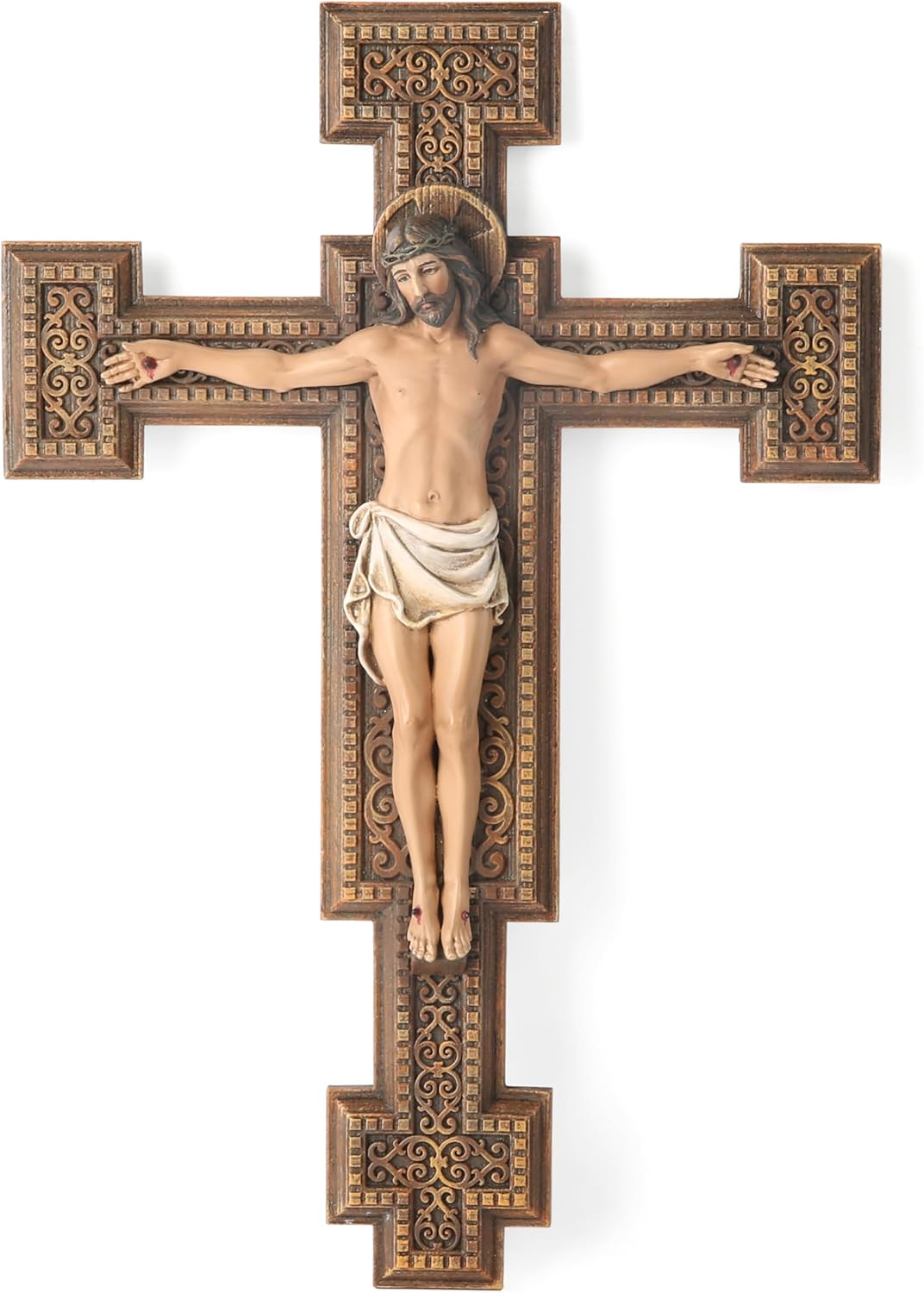 BC Catholic Crucifix Wall Cross 12 Inch Hand Painted