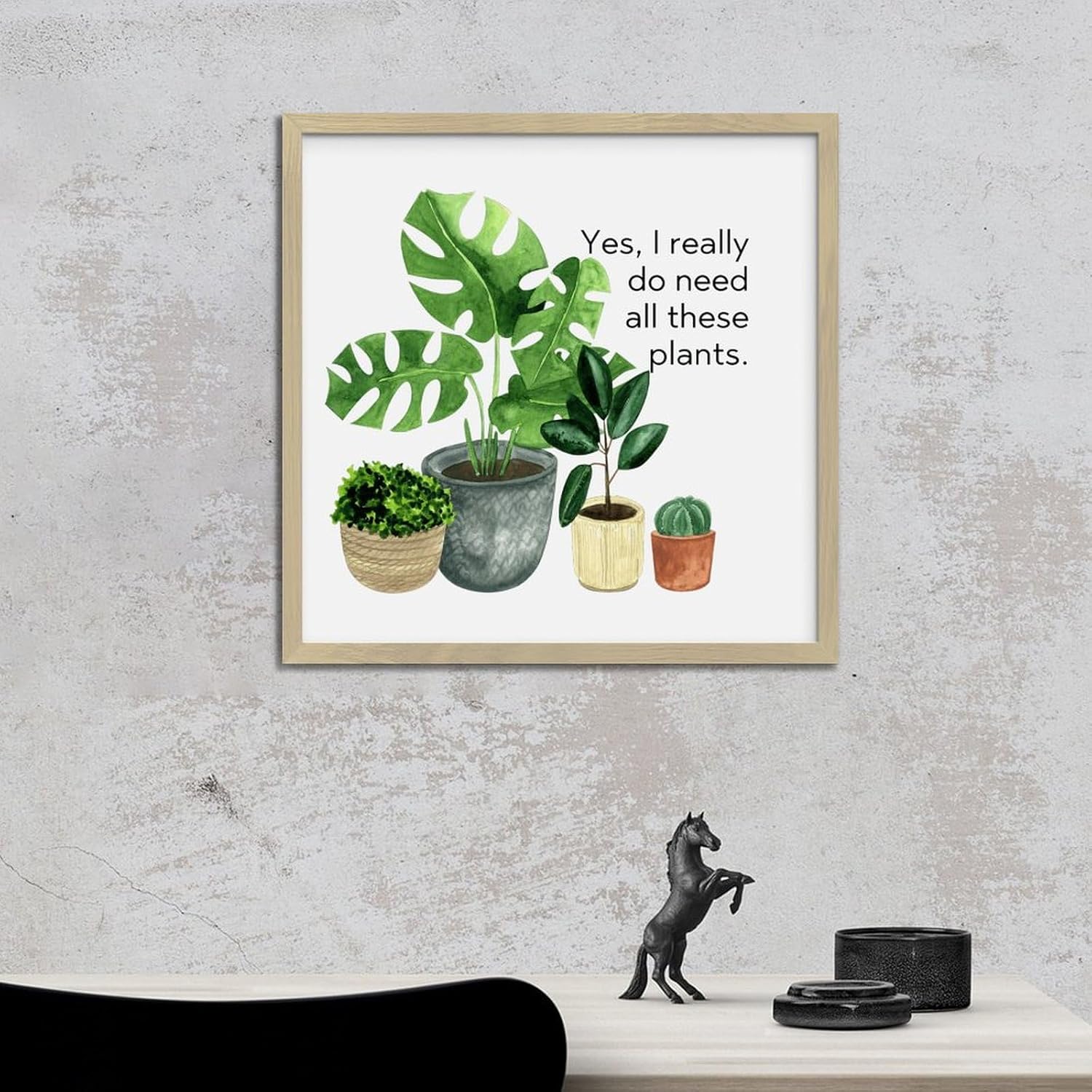 Rustic Wood Framed Plant Sign Gallery Wall Decor