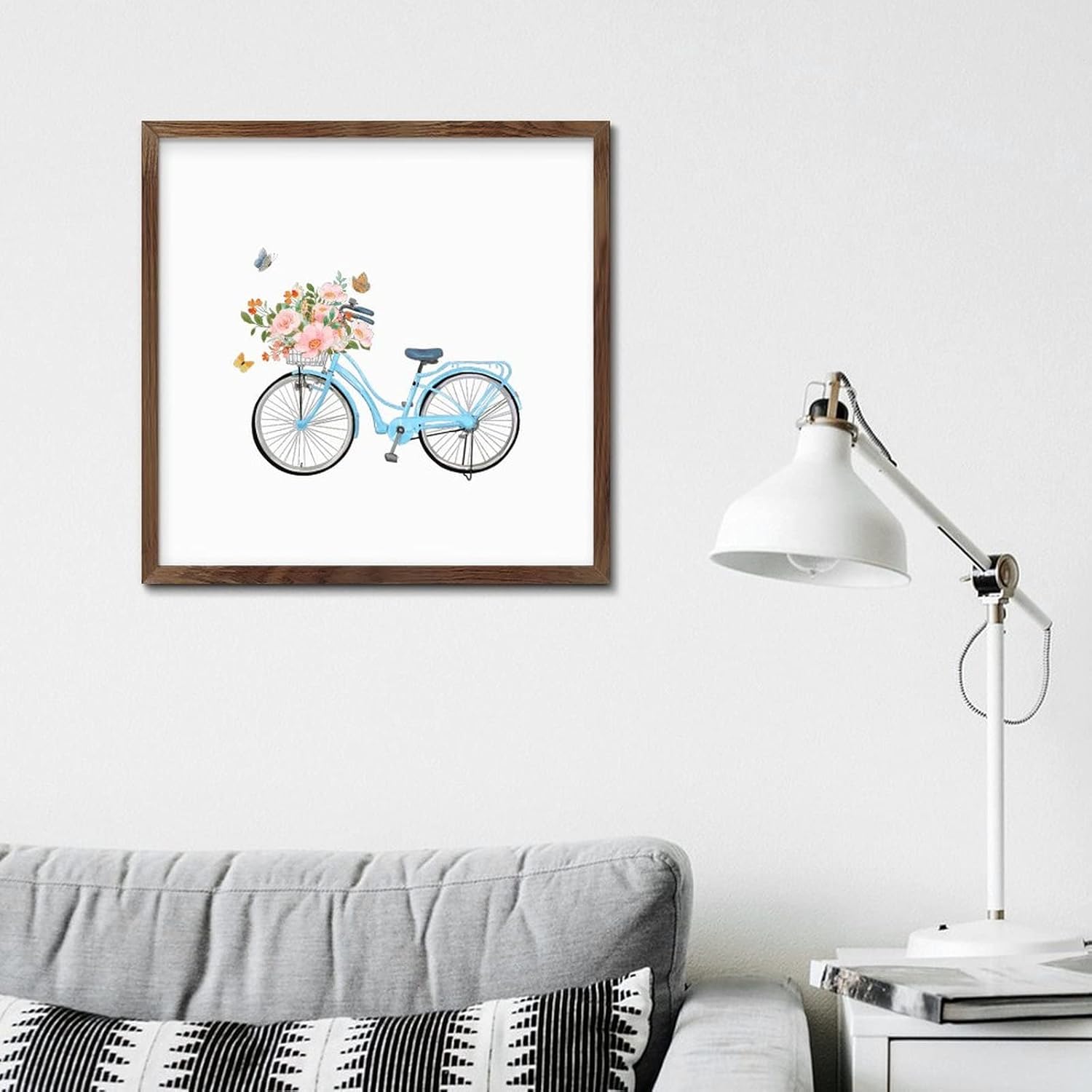 Bicycle Flower Wood Plaque Sign 12x12in Farmhouse Decor