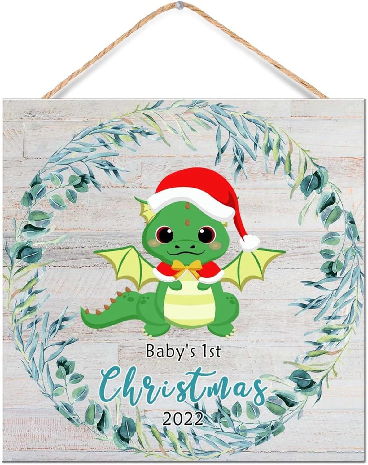 Funny Dinosaur Christmas Wall Decor Sign
