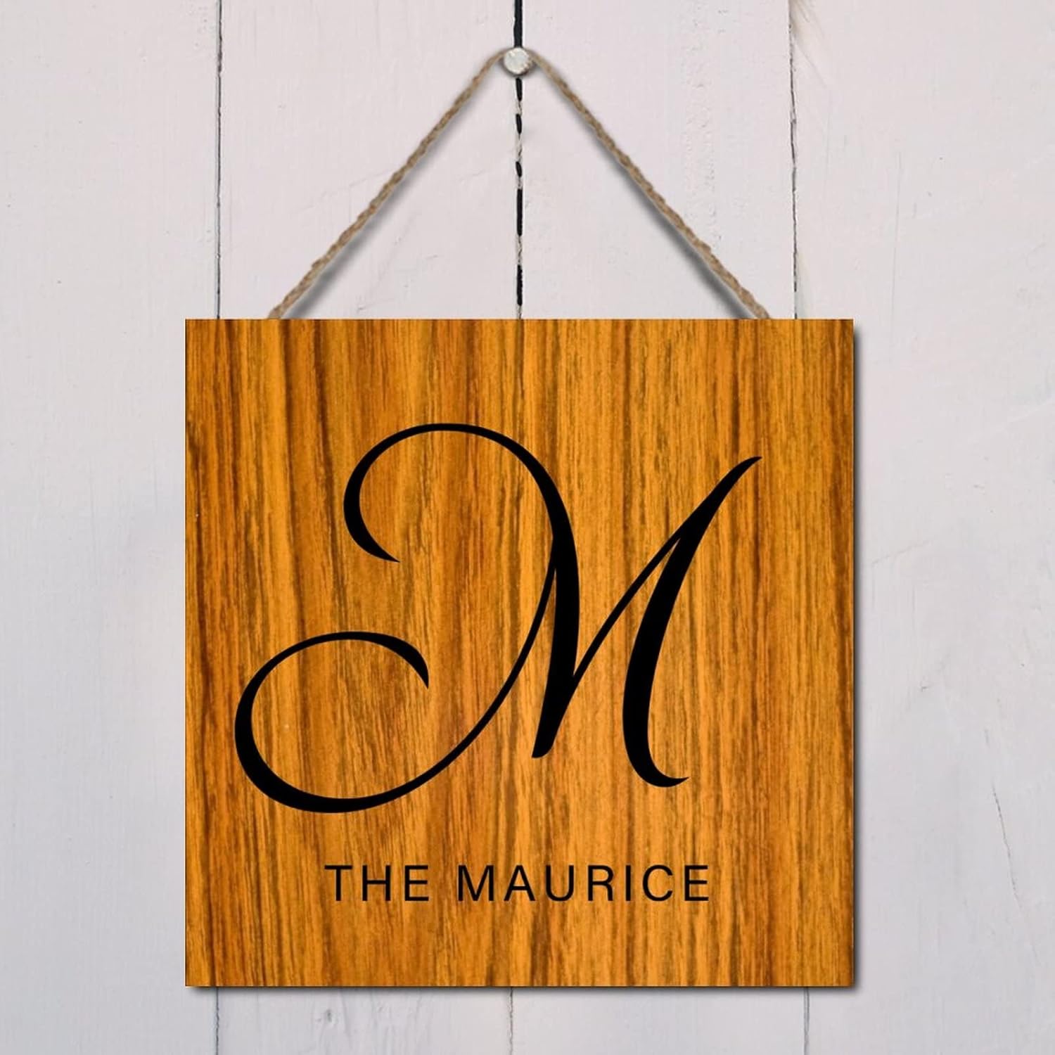 Personalized Wood Monogram Letter M Wall Decor 12x12in