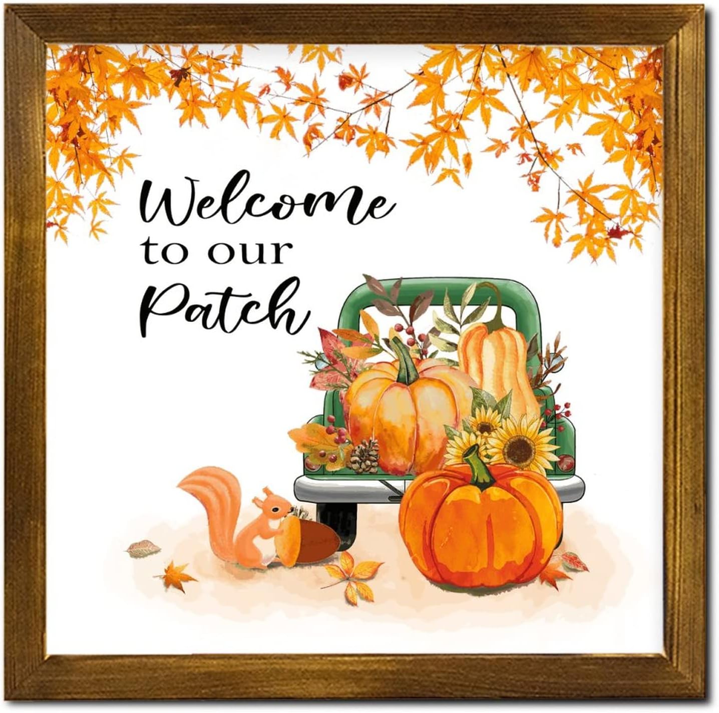 Welcome to Our Patch Green Truck Wooden Wall Sign