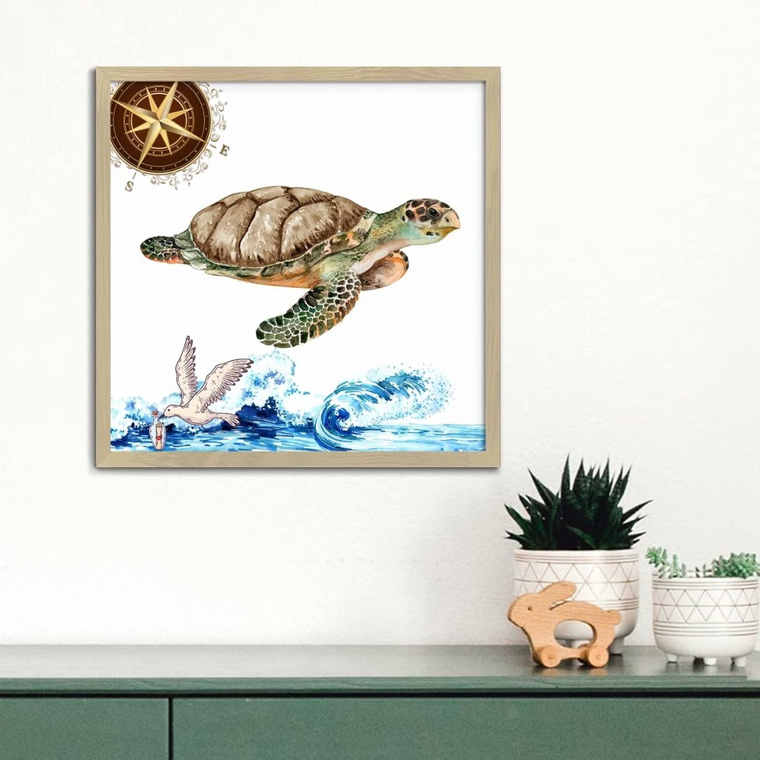 Sea Turtle Wooden Wall Art Sign 12x12in