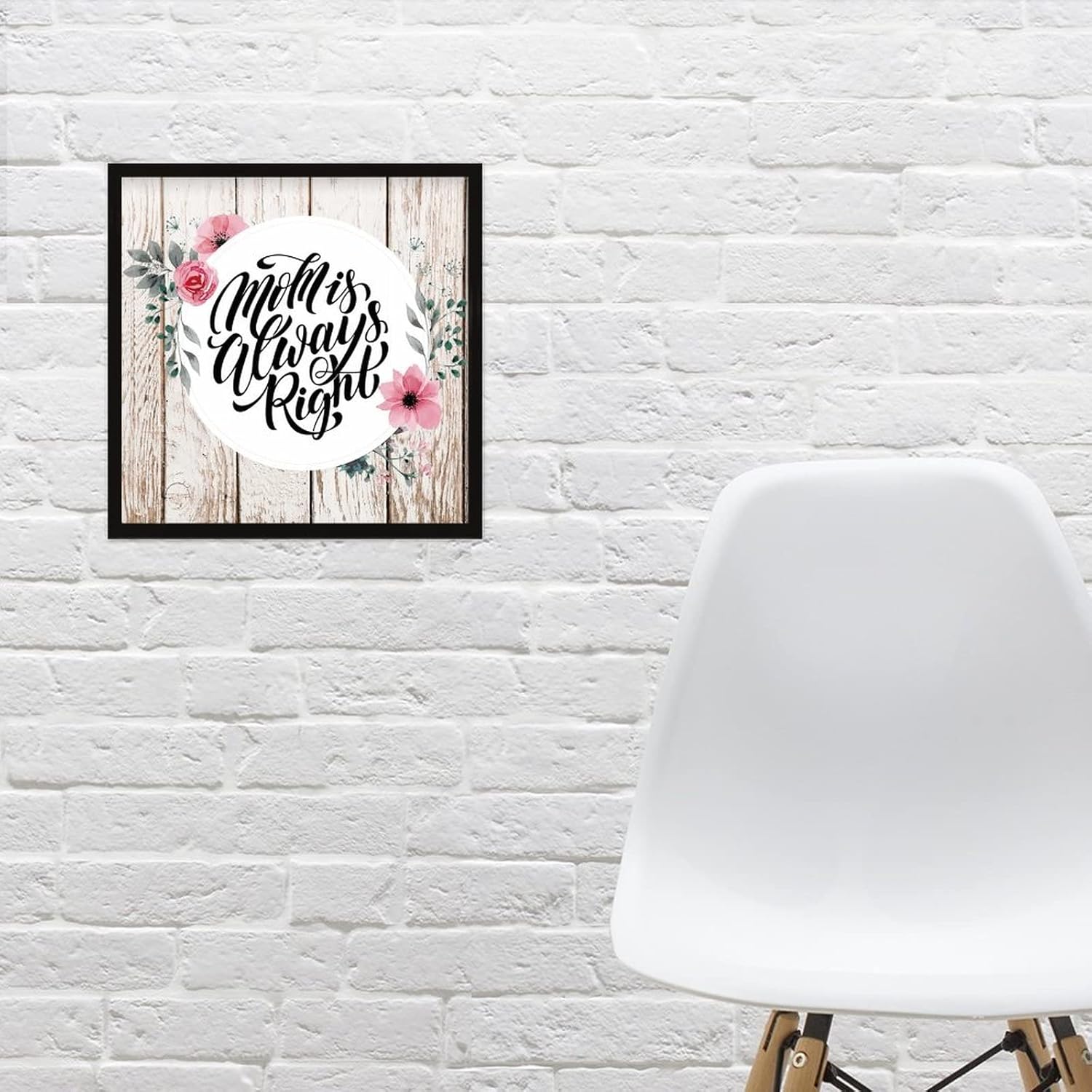 Farmhouse Wall Decor Sign 12x12 Inches Rustic Wood Frame - Black