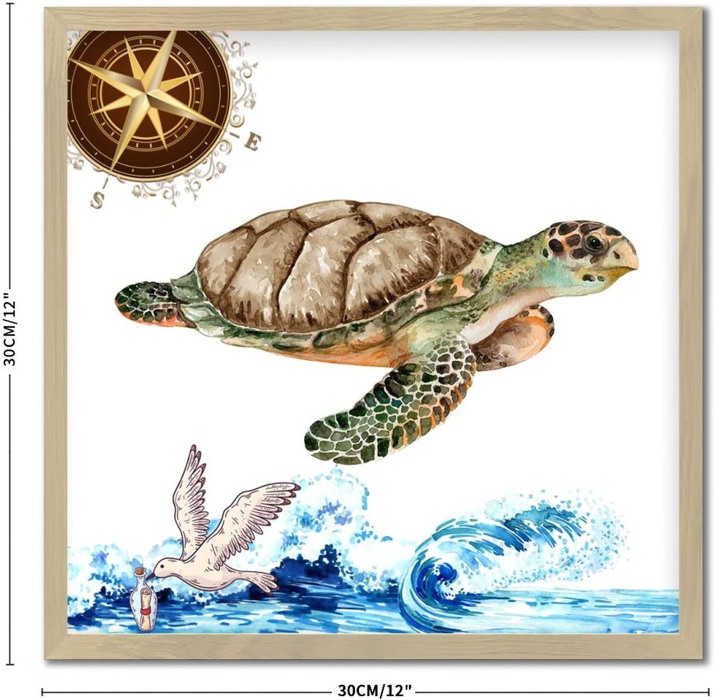 Sea Turtle Wooden Wall Art Sign 12x12in