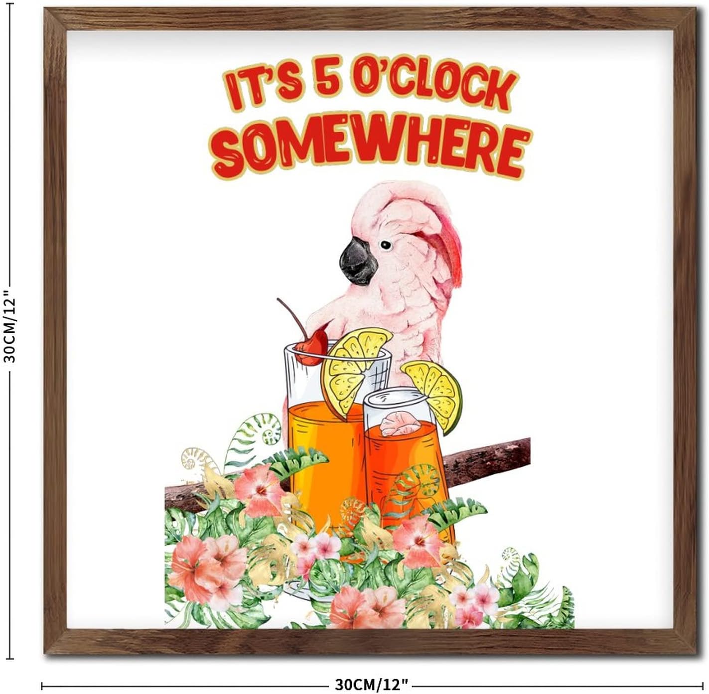 Rustic Wooden Wall Decor Sign Its 5 OClock Somewhere Parrot