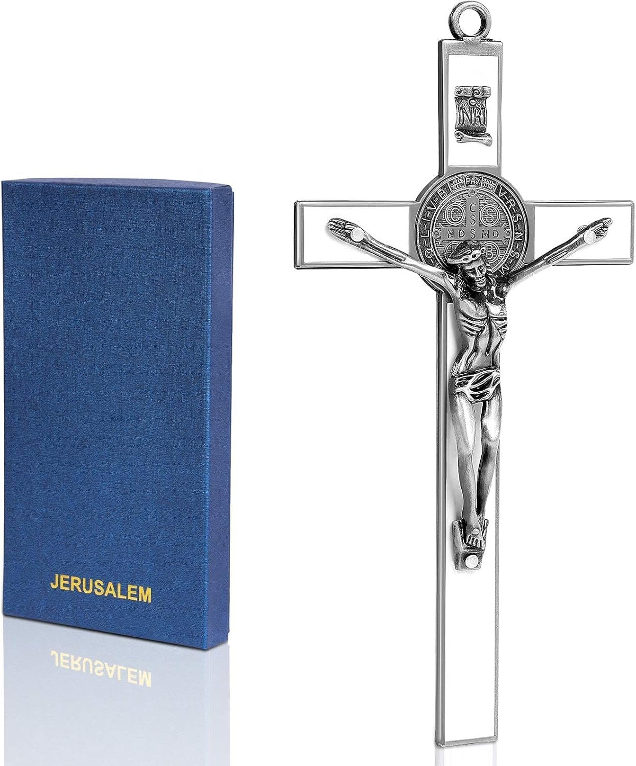 VINETEN White Enamel Crucifix Wall Cross - 77x4x1