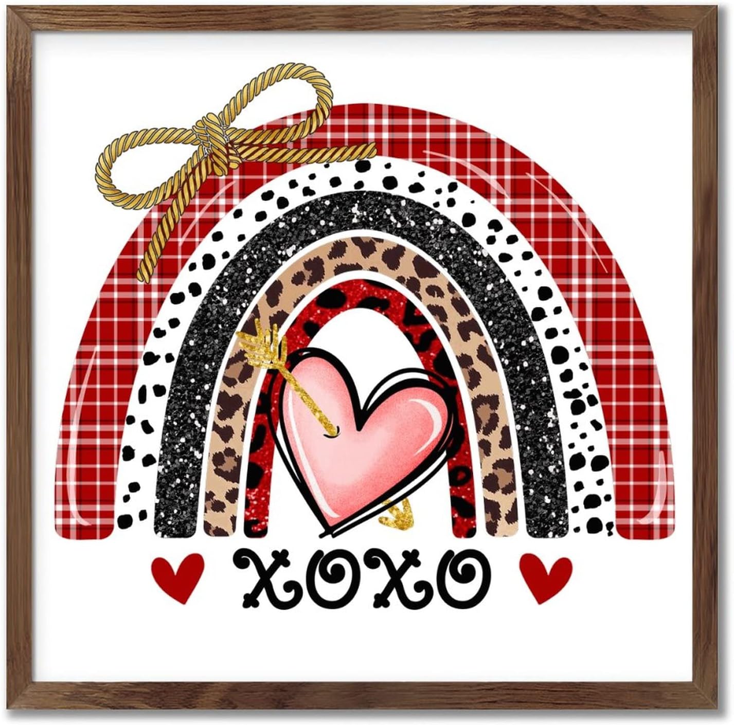 Romantic Heart Rainbow XOXO Wood Framed Wall Sign
