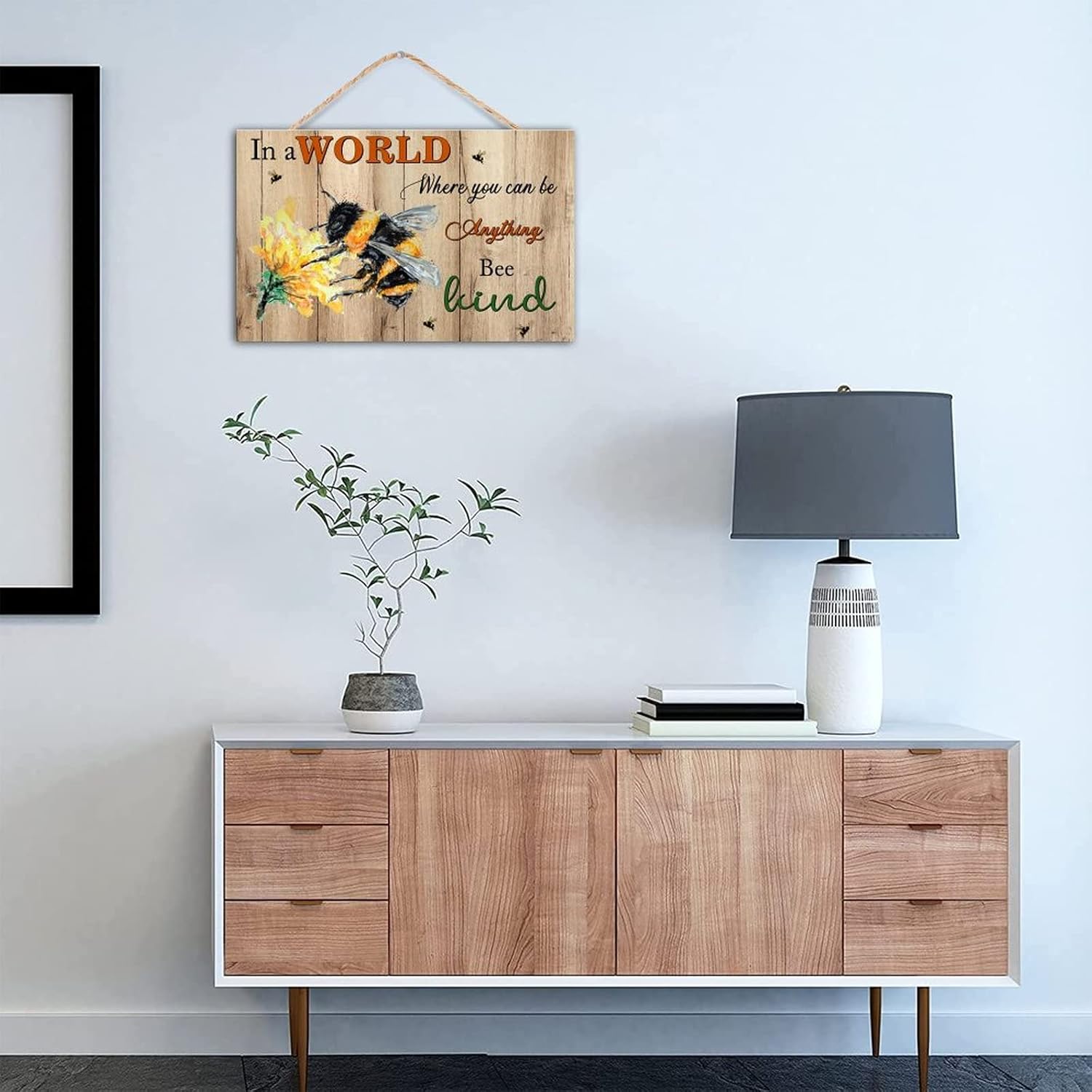 Inspirational Bee Wall Art 12x20 Inch Decor Sign