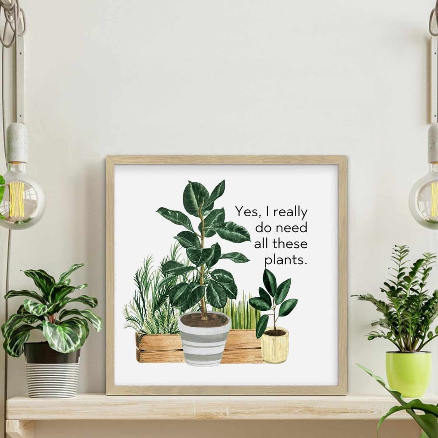 Cute Wood Wall Art Sign for Plant Lovers 12x12in