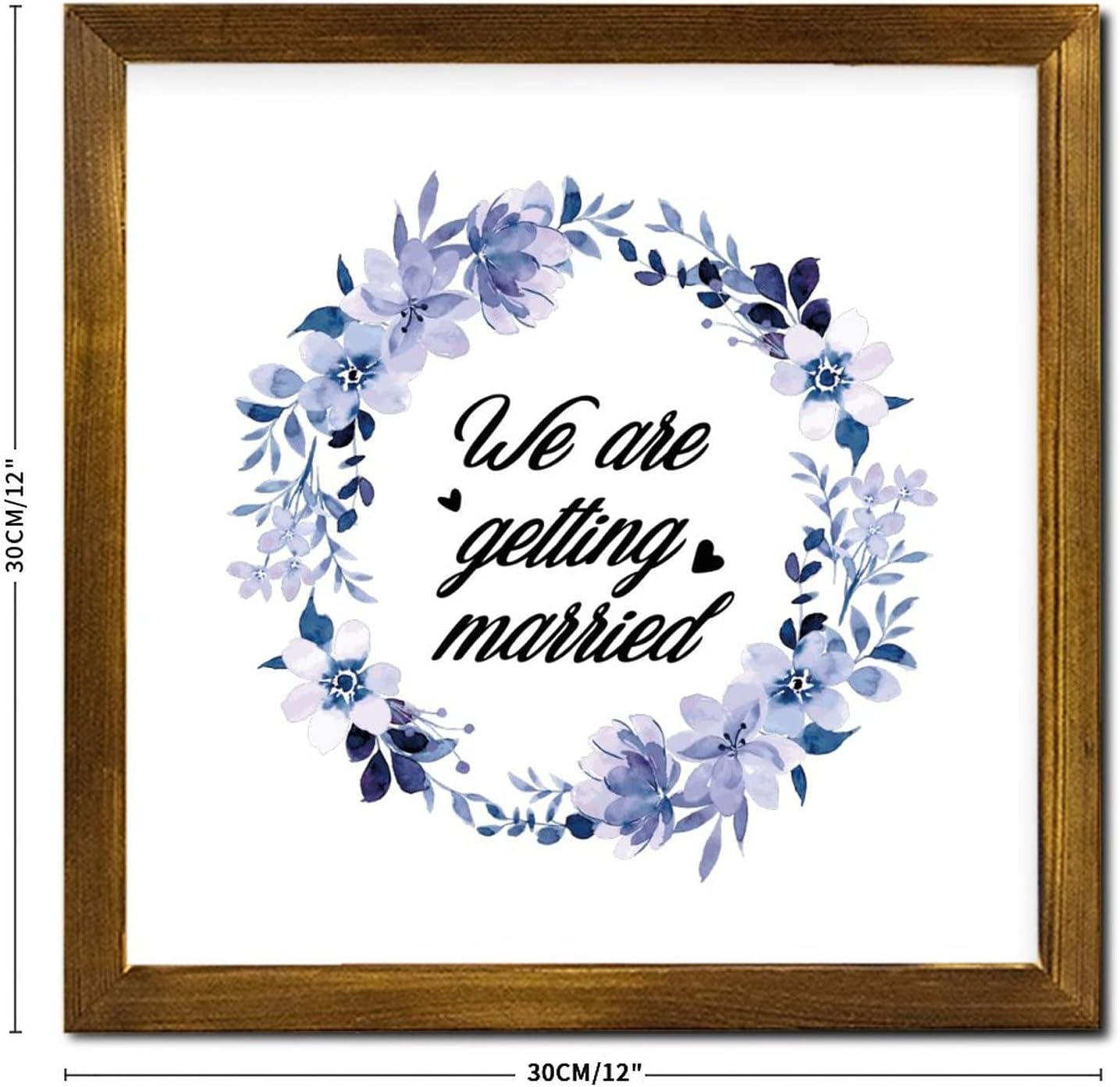 Farmhouse Rustic Wood Frame Wedding Sign Decor 12x12 Inch