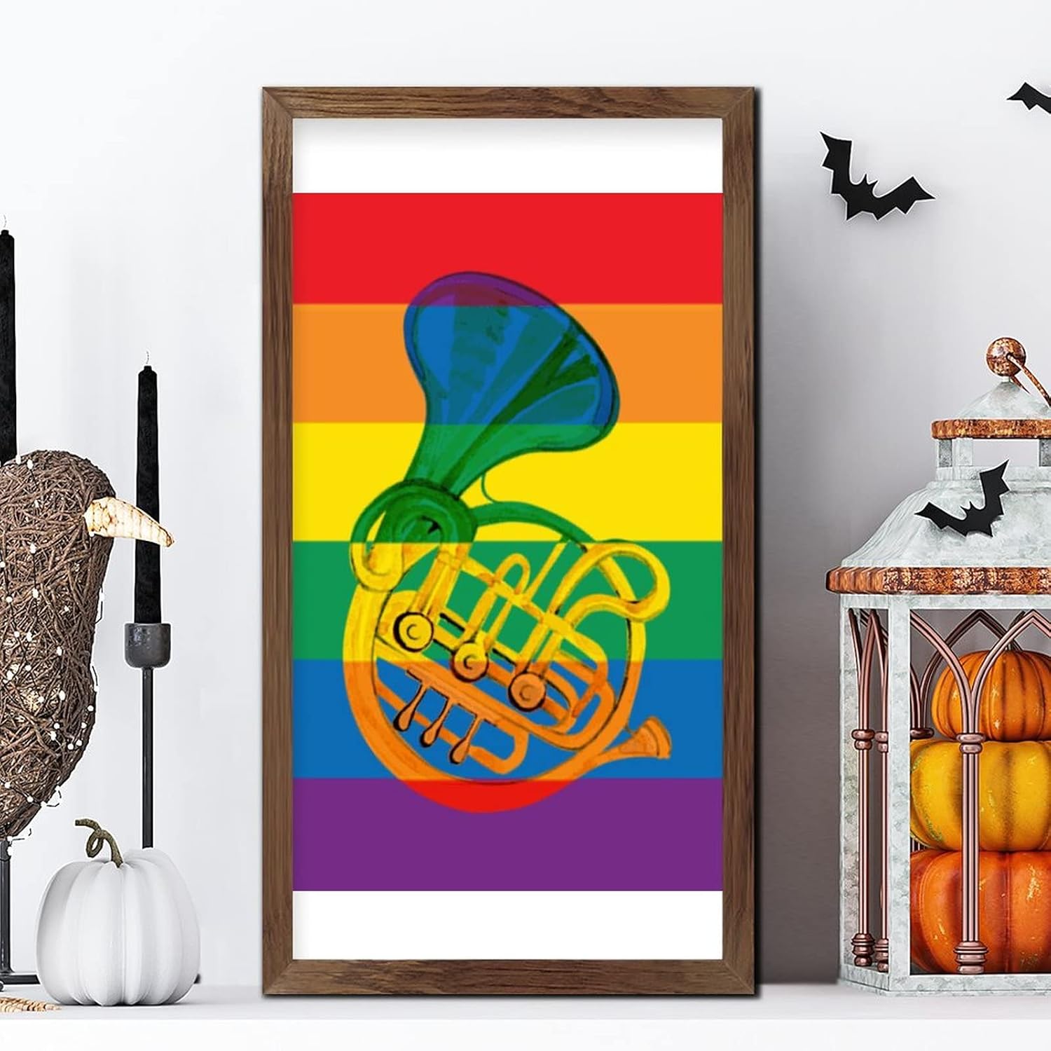 LGBTQ Pride Wood Wall Sign Rainbow Tuba Design