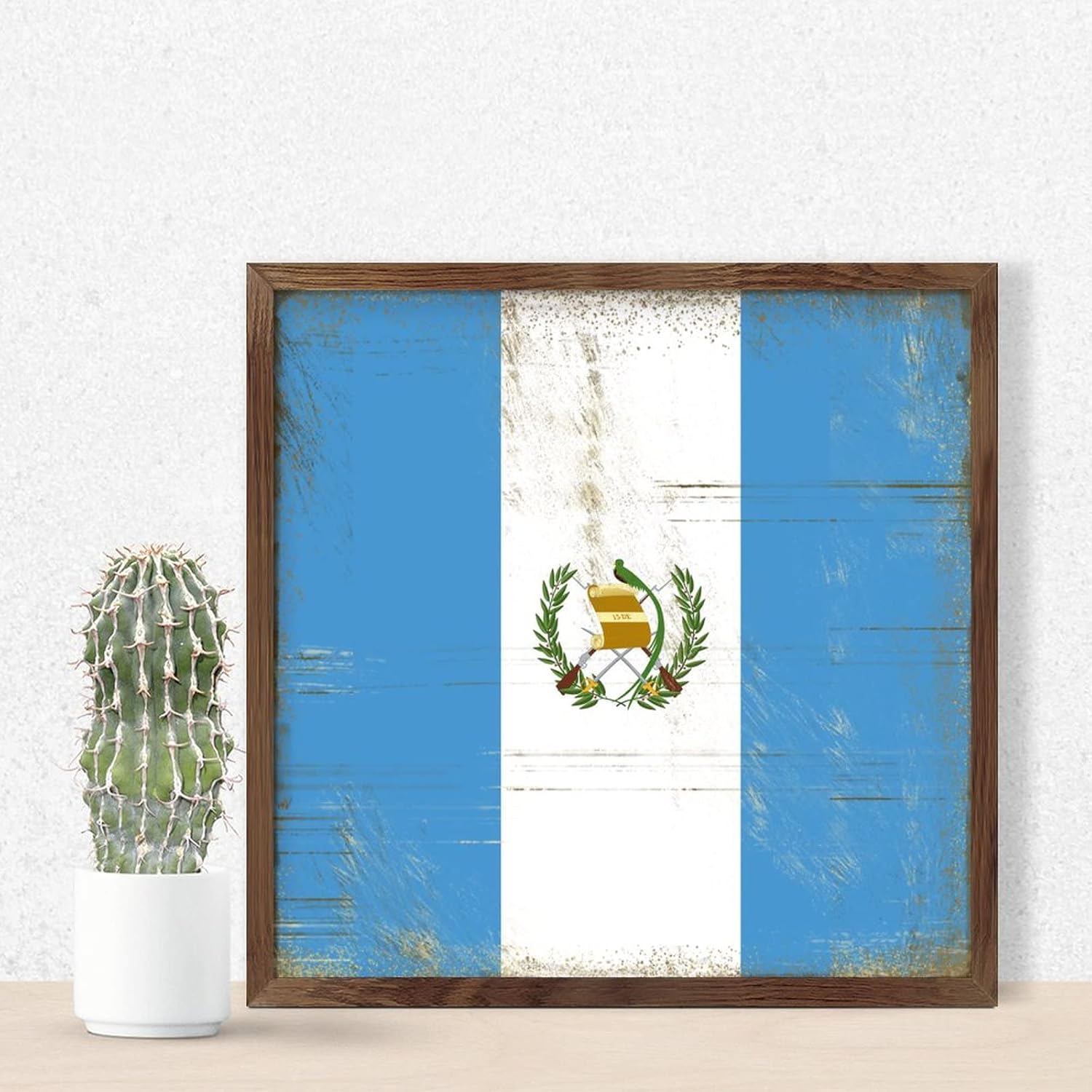 Guatemala Framed Wood Sign Wall Art 7x7in