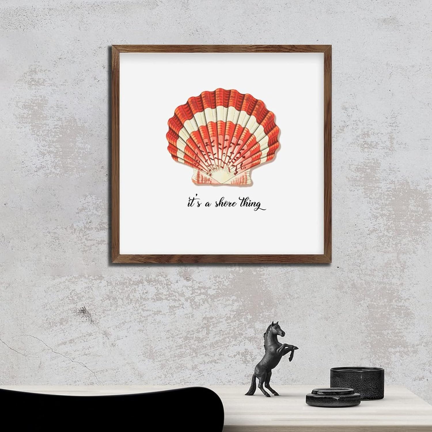 Its A Shore Thing Sea Snail Wood Sign Framed 12x12in