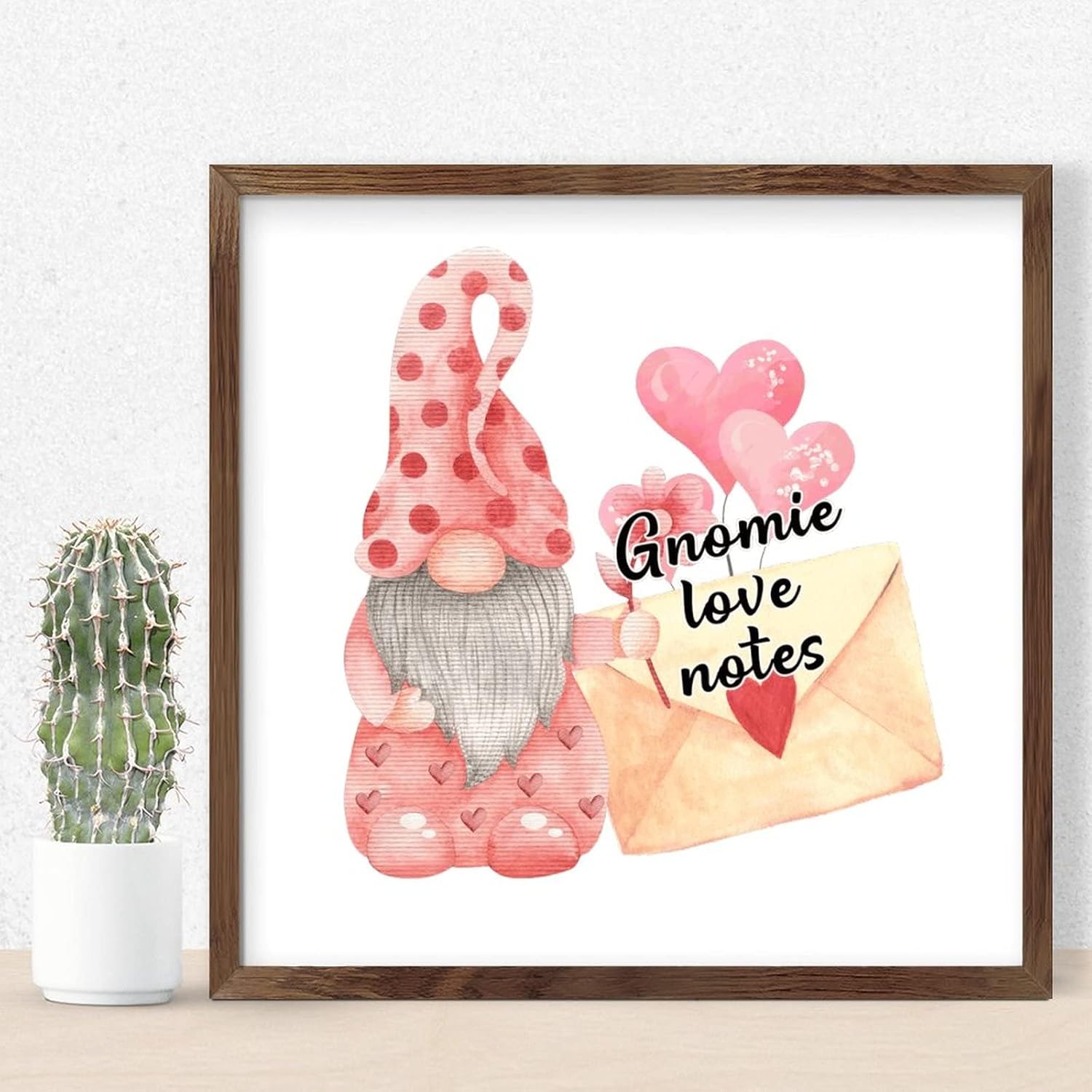 Valentines Day Gnomie Love Notes Framed Wooden Sign