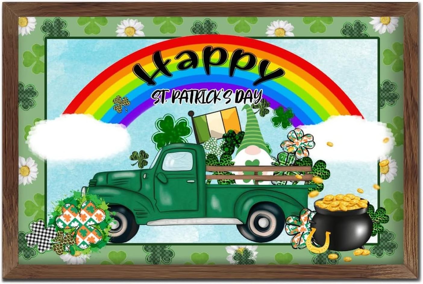 St Patricks Day Green Shamrock Gnomes Wall Decor