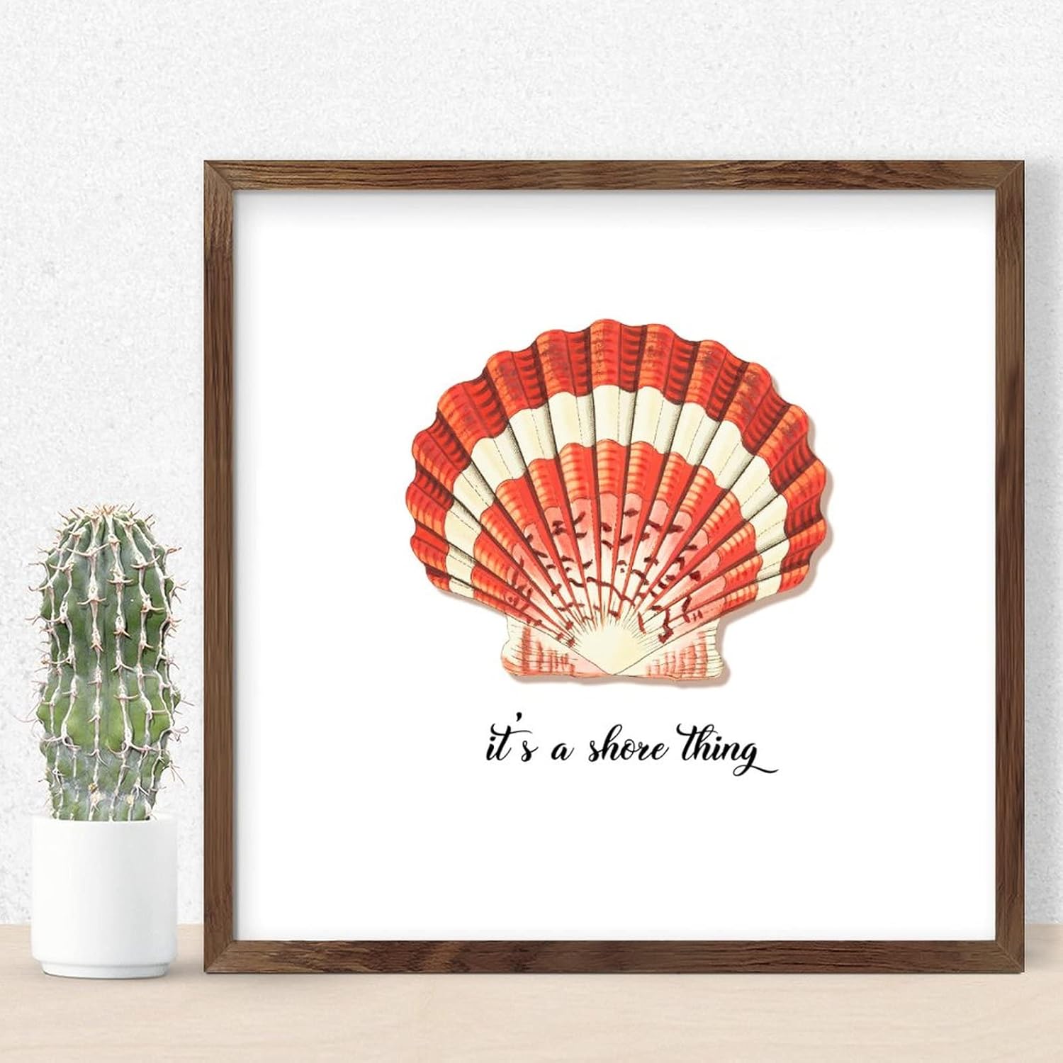 Its A Shore Thing Sea Snail Wood Sign Framed 12x12in