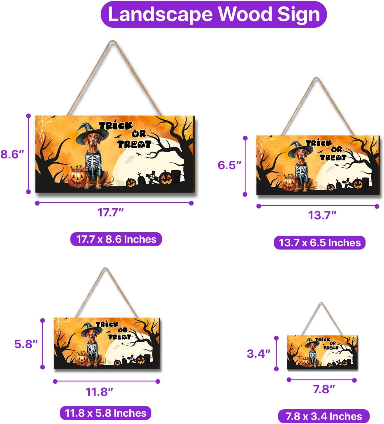 Trick or Treat Vizsla Halloween Wood Sign