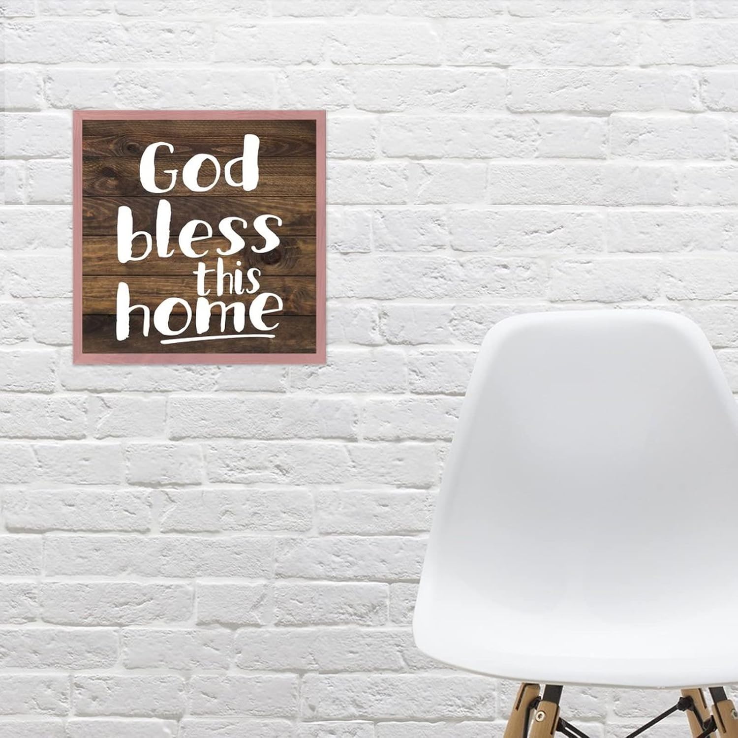 12 x 12 Rustic Wood Wall Decor Sign - Light Pink