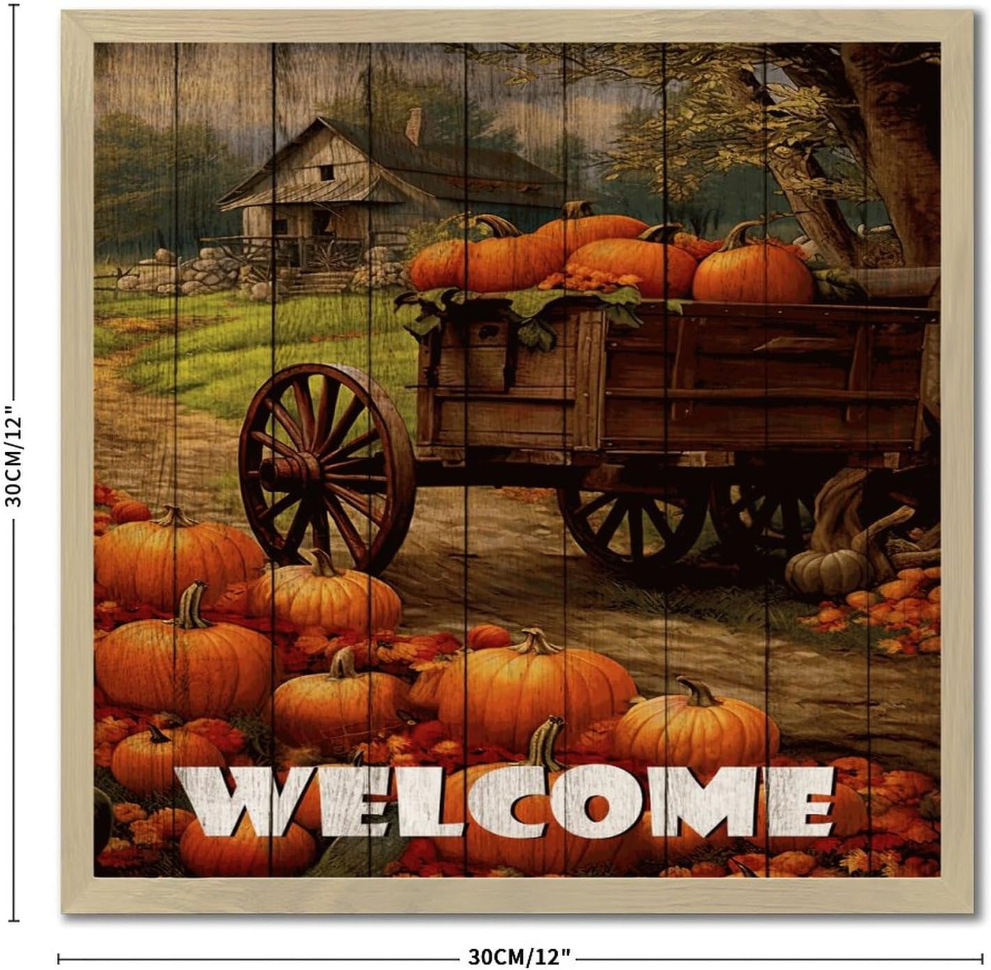 Welcome Framed Wood Sign 12x12in Modern Wall Decor