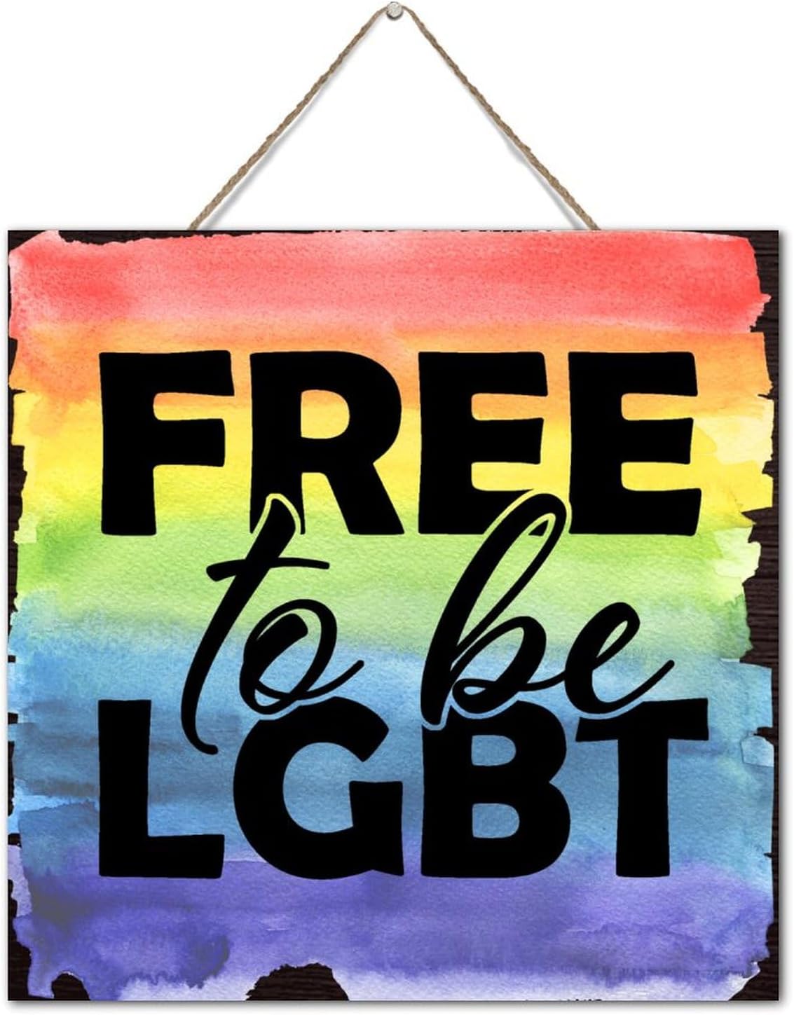 Personalized LGBT Wood Wall Art Sign 12x12 Inch Vertical Decor