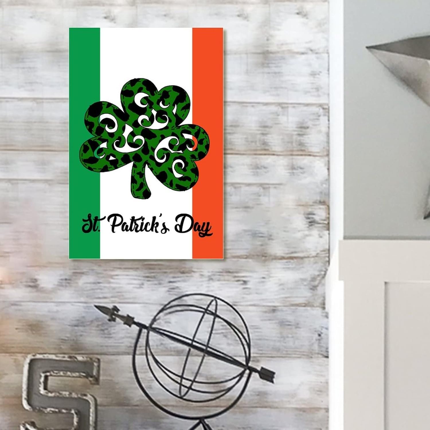Personalized Irish Shamrock Flag Wooden Sign 8x12in