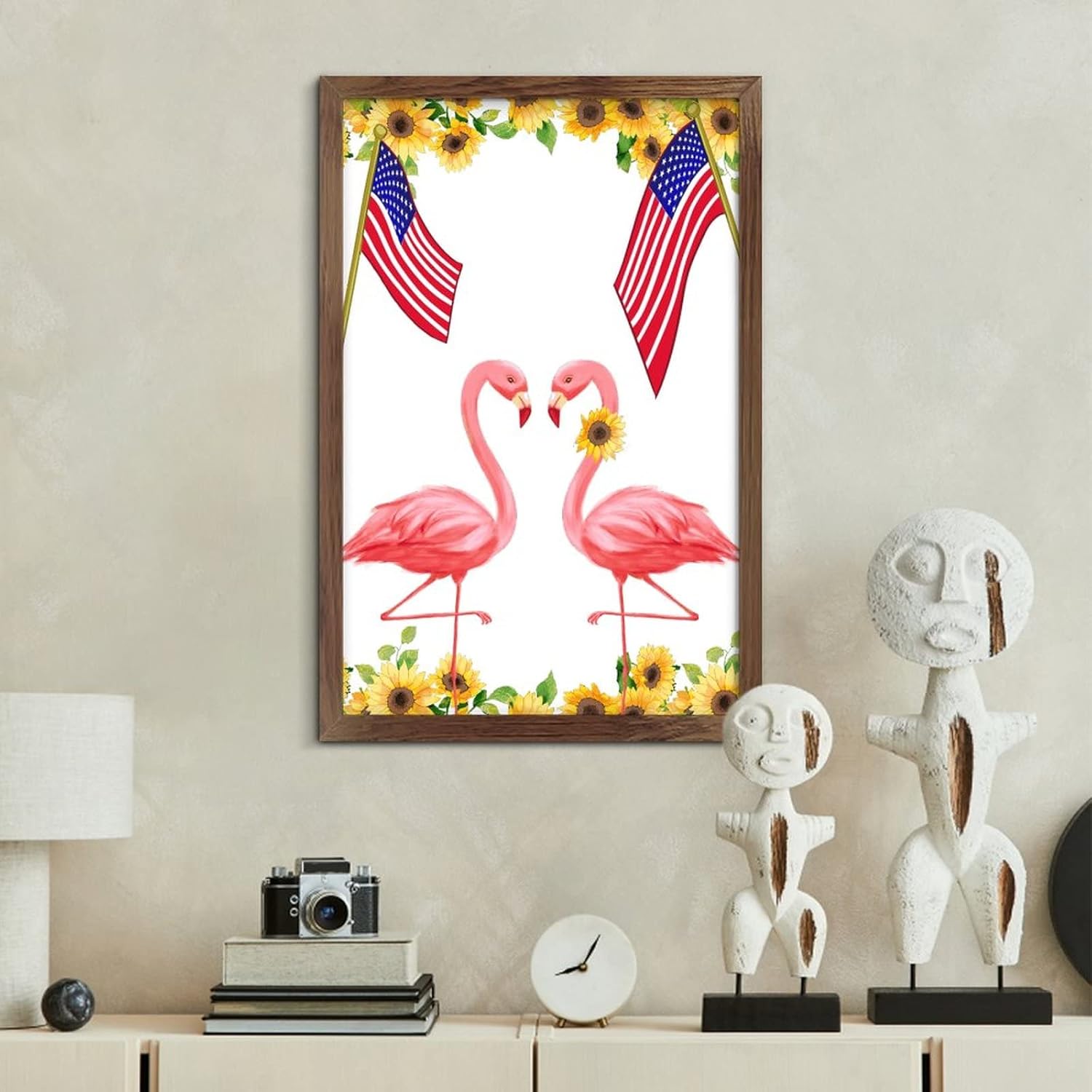 Flamingo Patriotic Garden Flag Wall Decor Sign