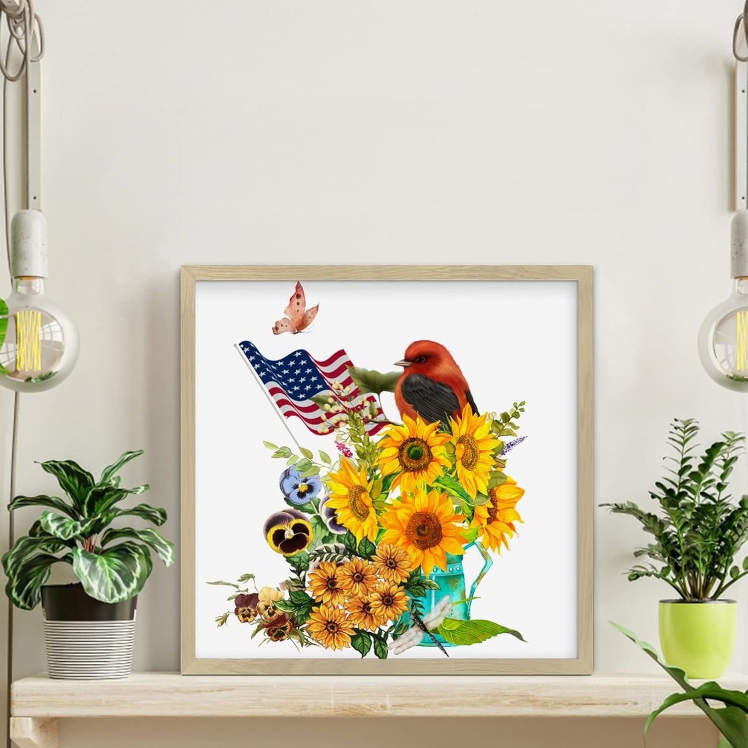 4th of July Patriotic Wall Decor Sign with Wood Frame