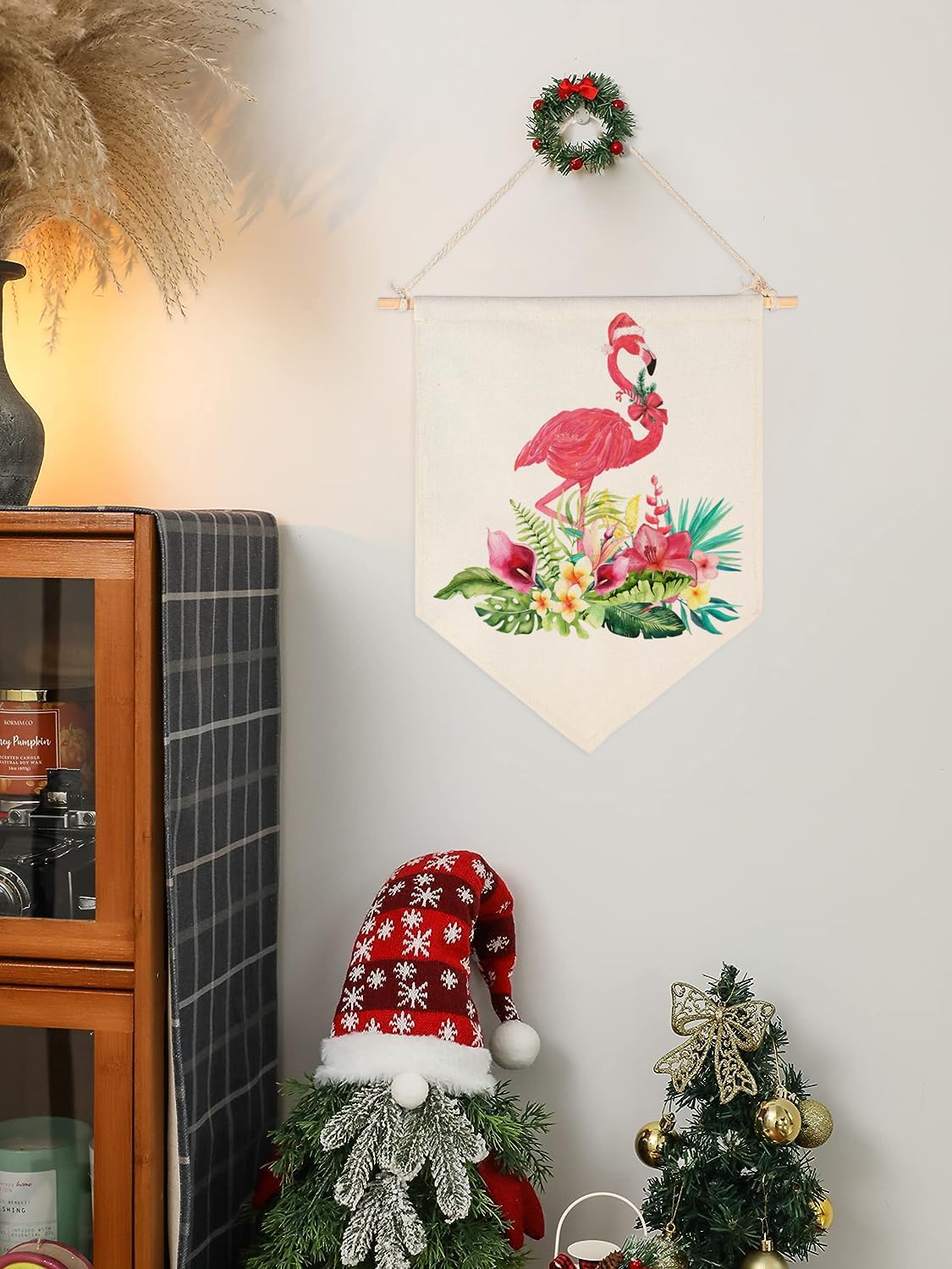 Pink Flamingo Decorative Banner for Indoor Home Use